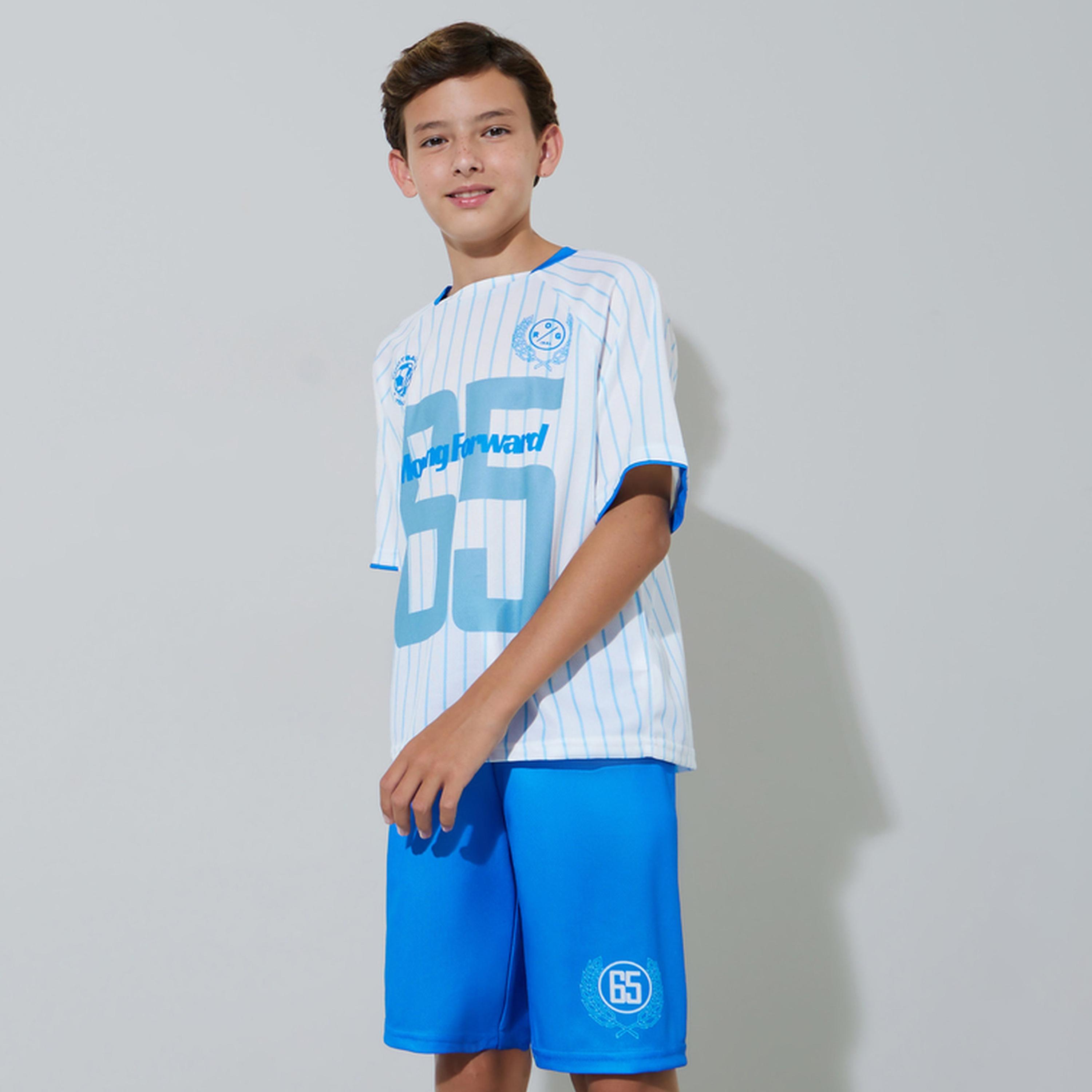 مجموعة من شورت وتيشيرت واسع مخطط بطبعة جرافيك للأولاد الكبار-boys-clothing-setsandcoords-image-1