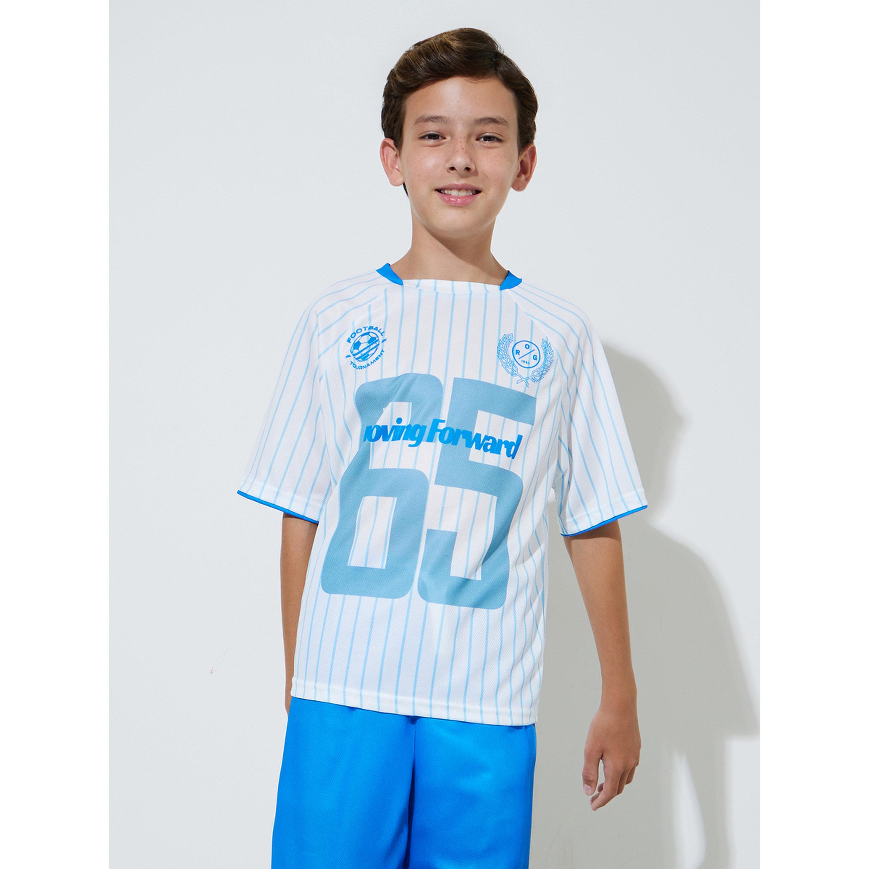 مجموعة من شورت وتيشيرت واسع مخطط بطبعة جرافيك للأولاد الكبار-boys-clothing-setsandcoords-image-3