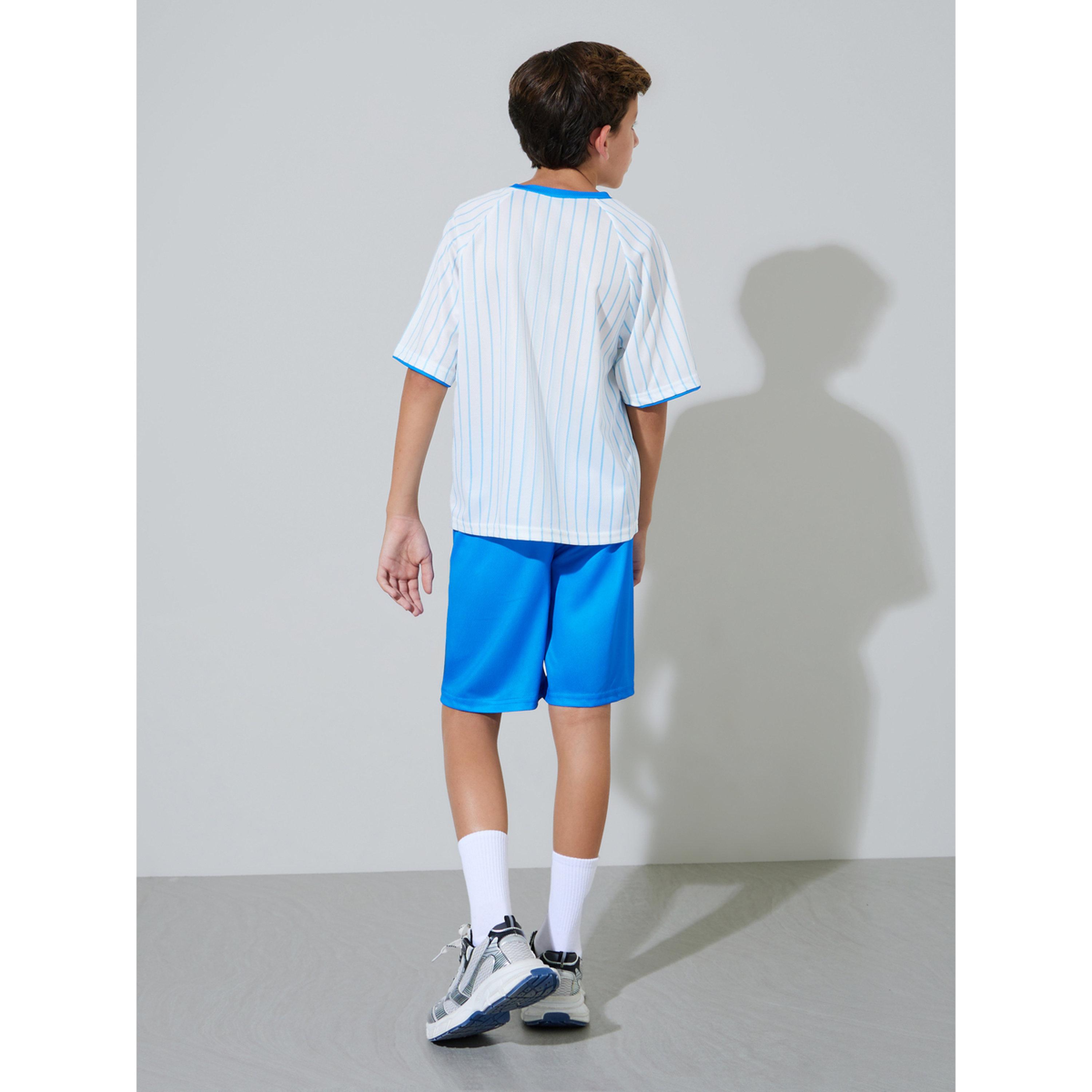 مجموعة من شورت وتيشيرت واسع مخطط بطبعة جرافيك للأولاد الكبار-boys-clothing-setsandcoords-image-5