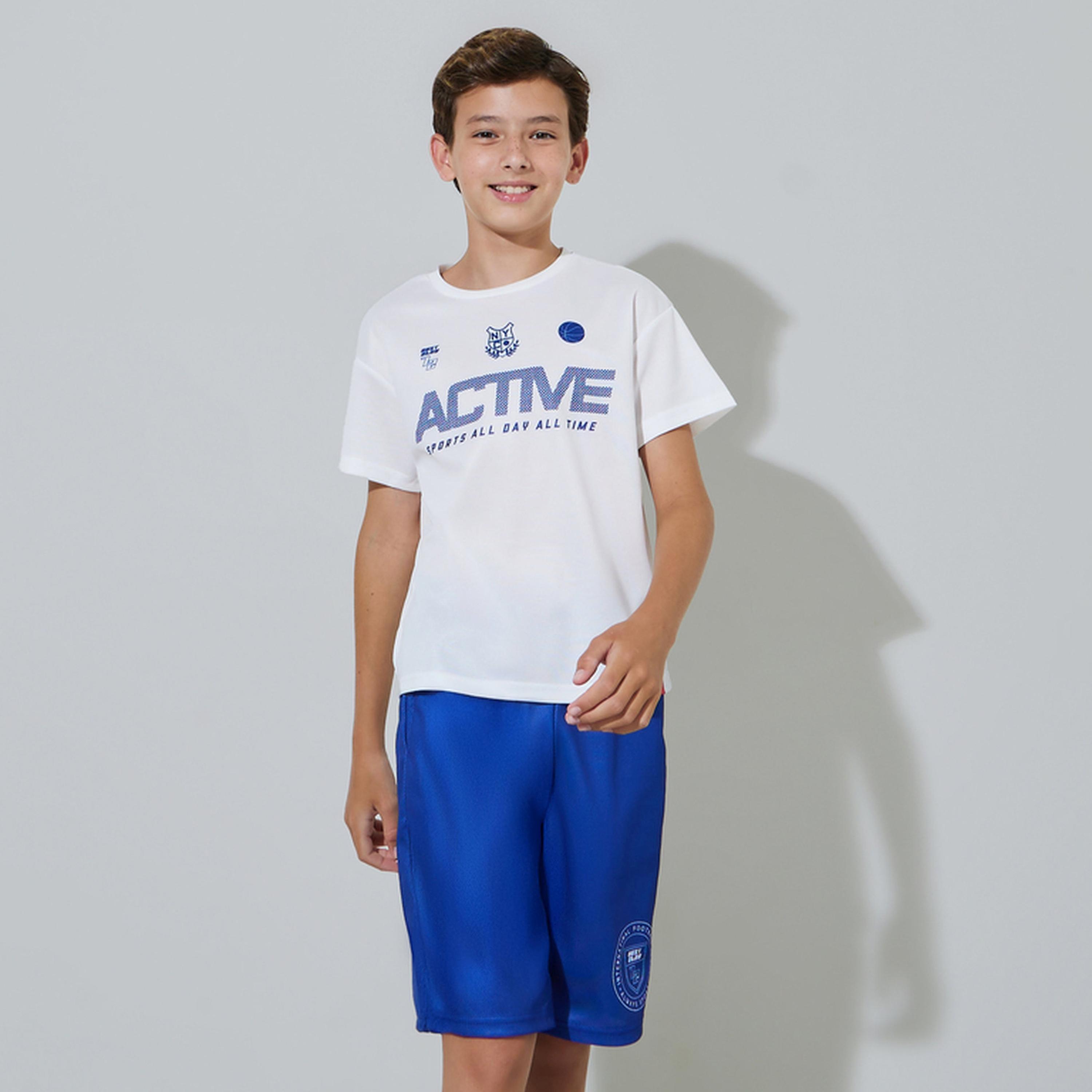 مجموعة من شورت وتيشيرت واسع بطبعة جرافيك للأولاد الكبار-boys-clothing-setsandcoords-image-1