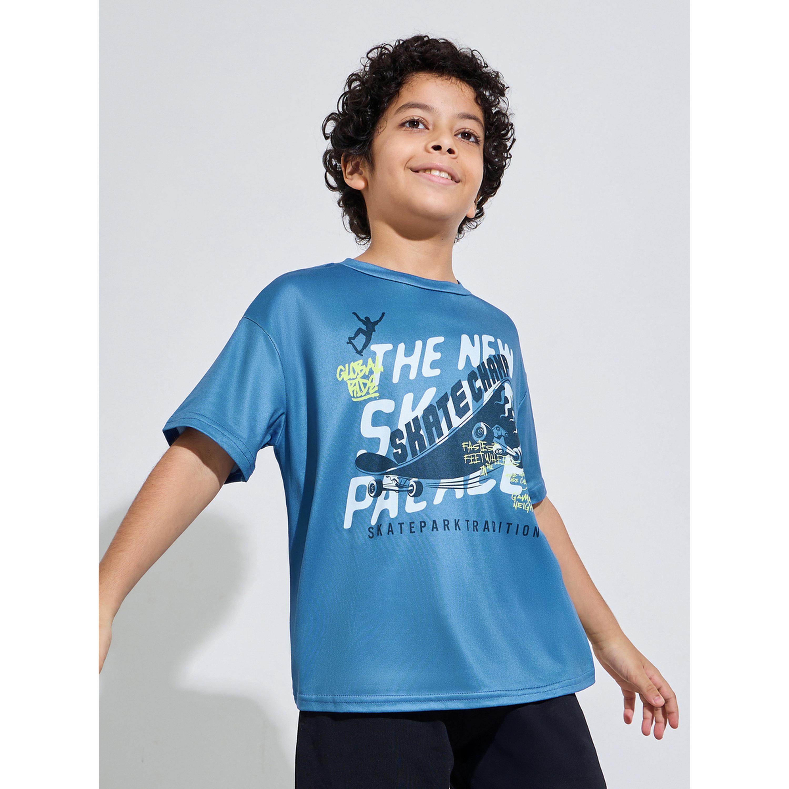 Styli Teen Boys Blue Graphic Print Relaxed T-Shirt-boys-clothing-tshirtsandpolos-image-1
