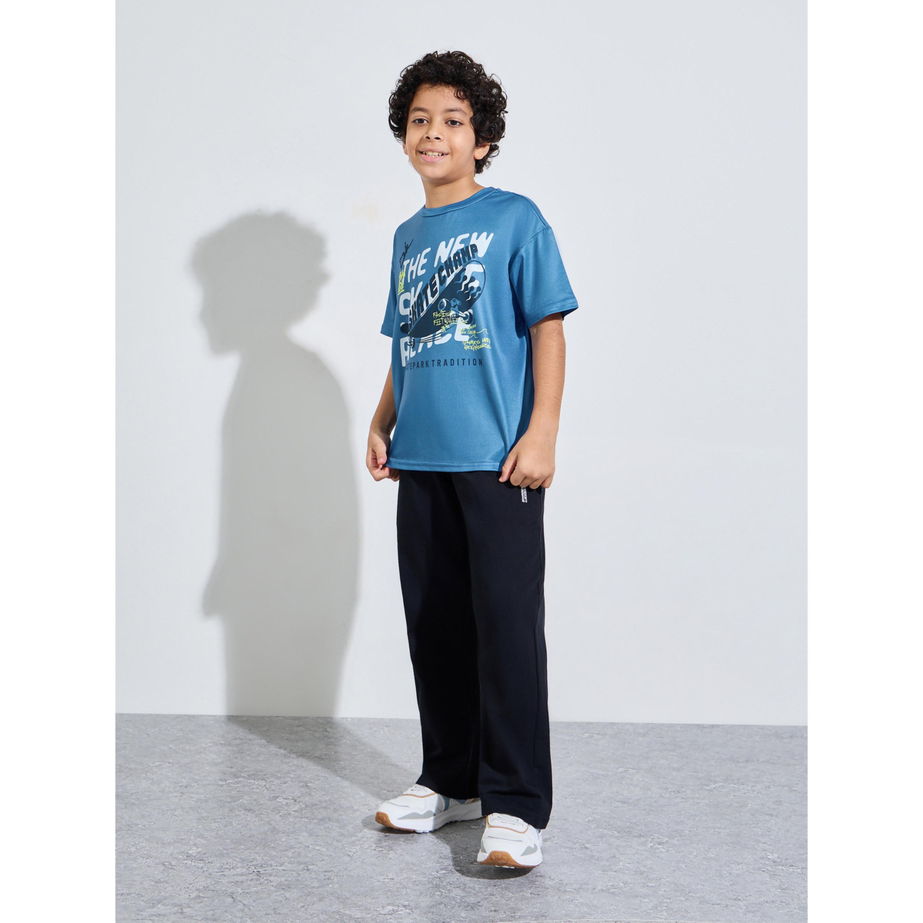 Styli Teen Boys Blue Graphic Print Relaxed T-Shirt-boys-clothing-tshirtsandpolos-image-2