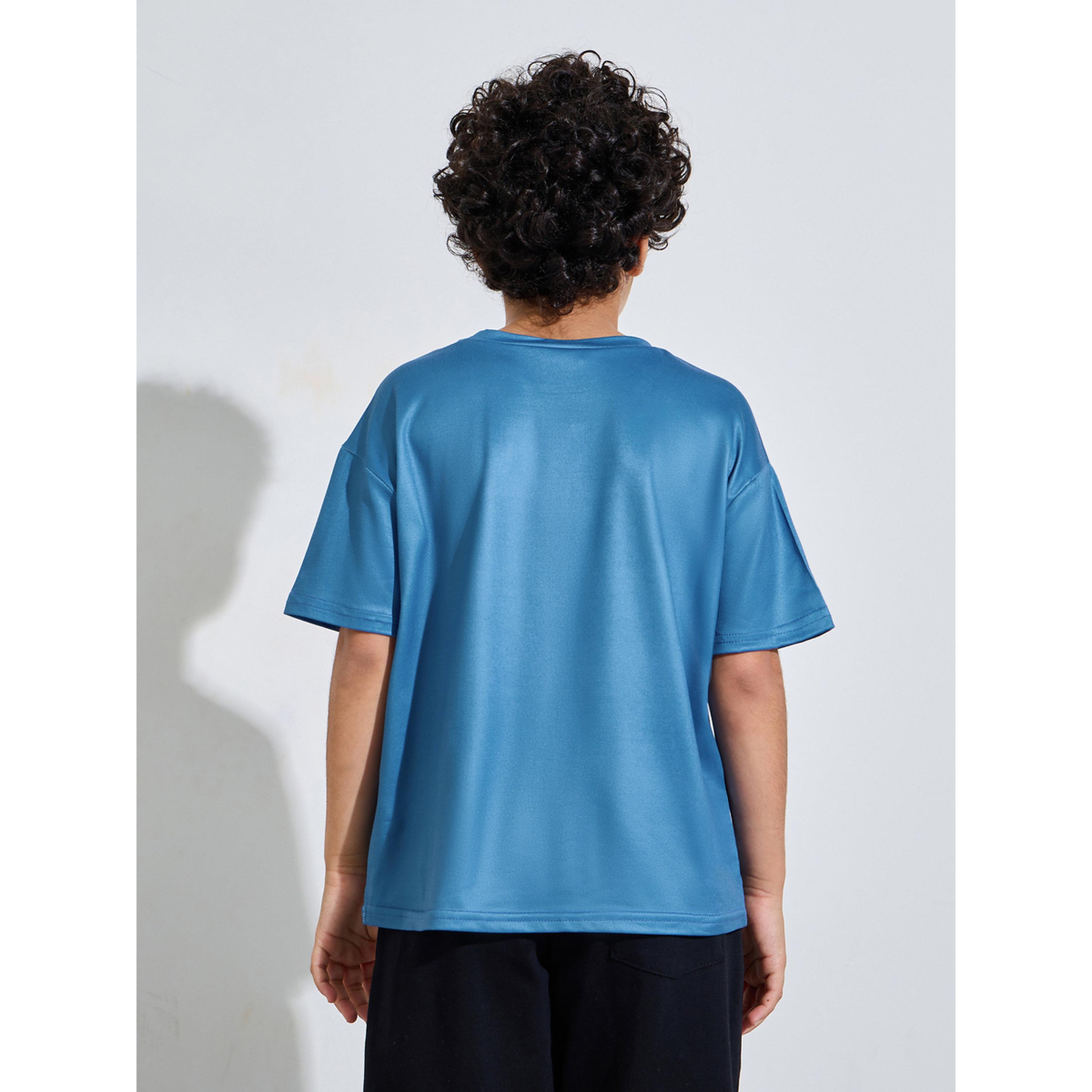 Styli Teen Boys Blue Graphic Print Relaxed T-Shirt-boys-clothing-tshirtsandpolos-image-4