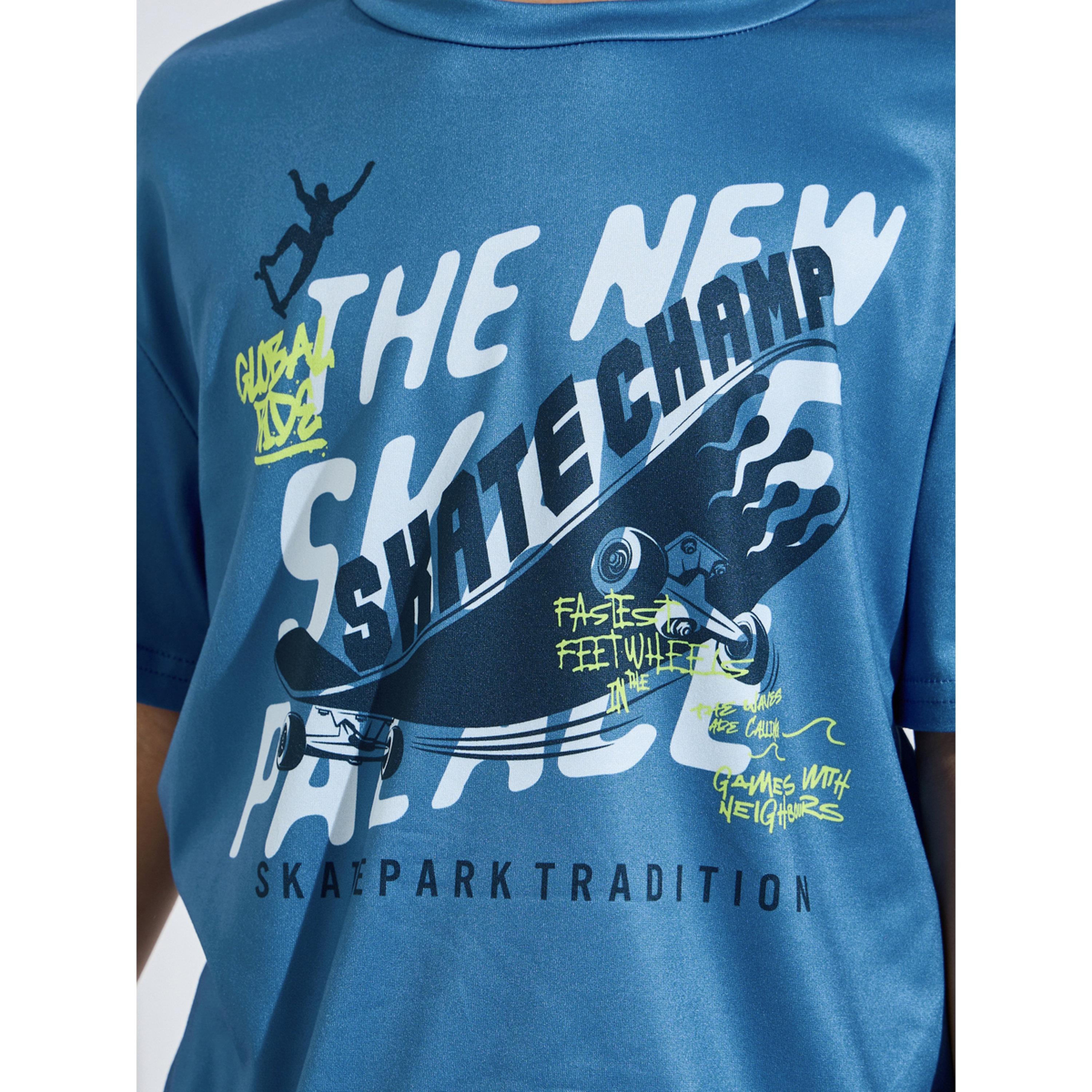Styli Teen Boys Blue Graphic Print Relaxed T-Shirt-boys-clothing-tshirtsandpolos-image-5