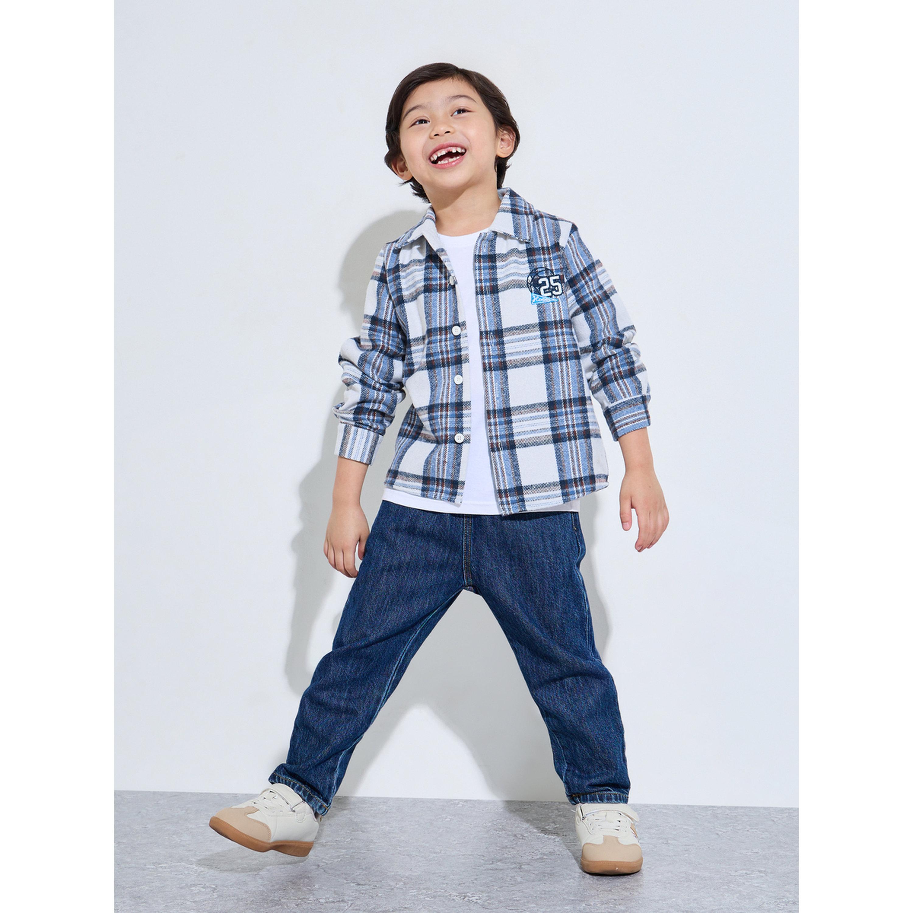 قميص بياقة وأكمام طويلة وطبعة كاروهات للأولاد-boys-clothing-shirts-image-2