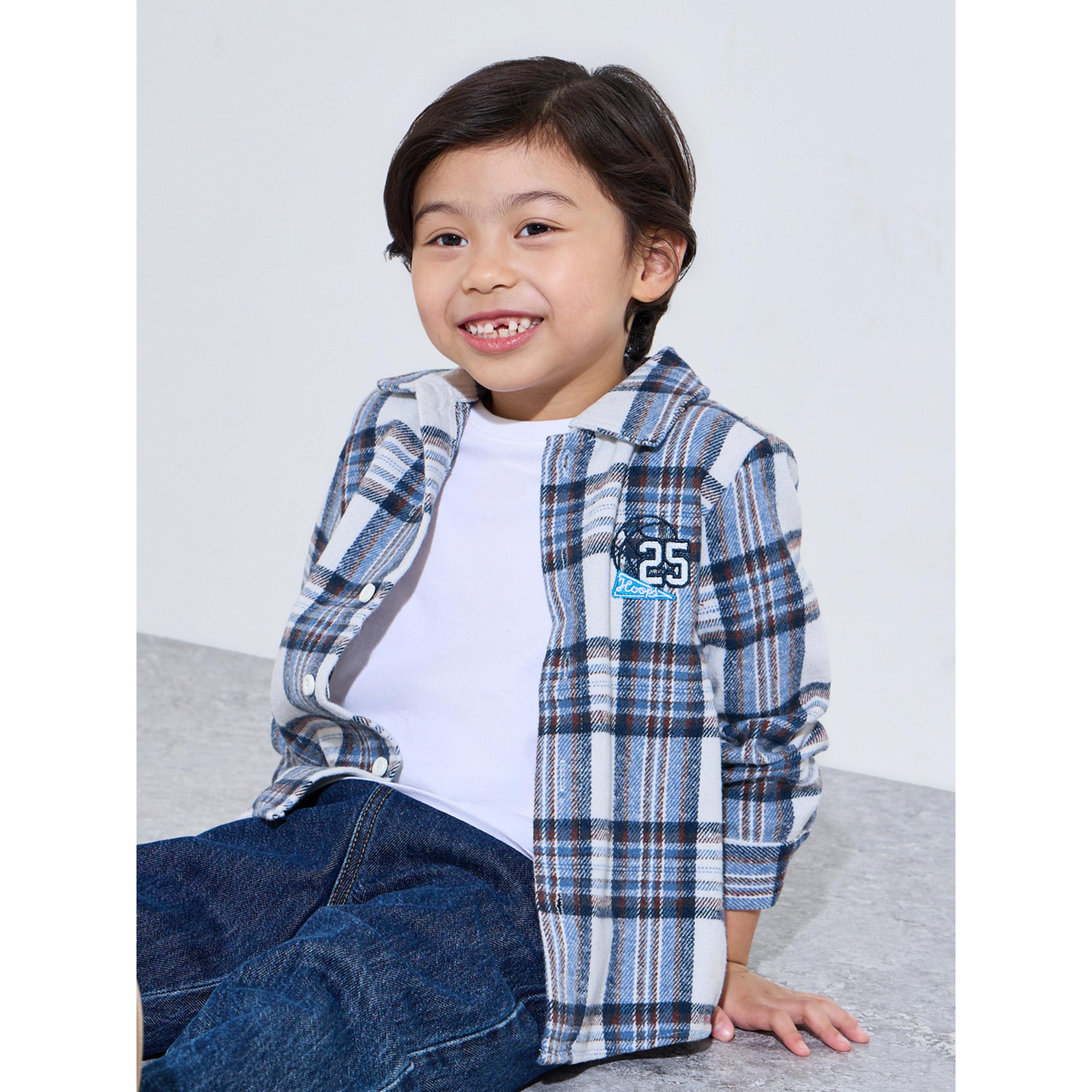 قميص بياقة وأكمام طويلة وطبعة كاروهات للأولاد-boys-clothing-shirts-image-3