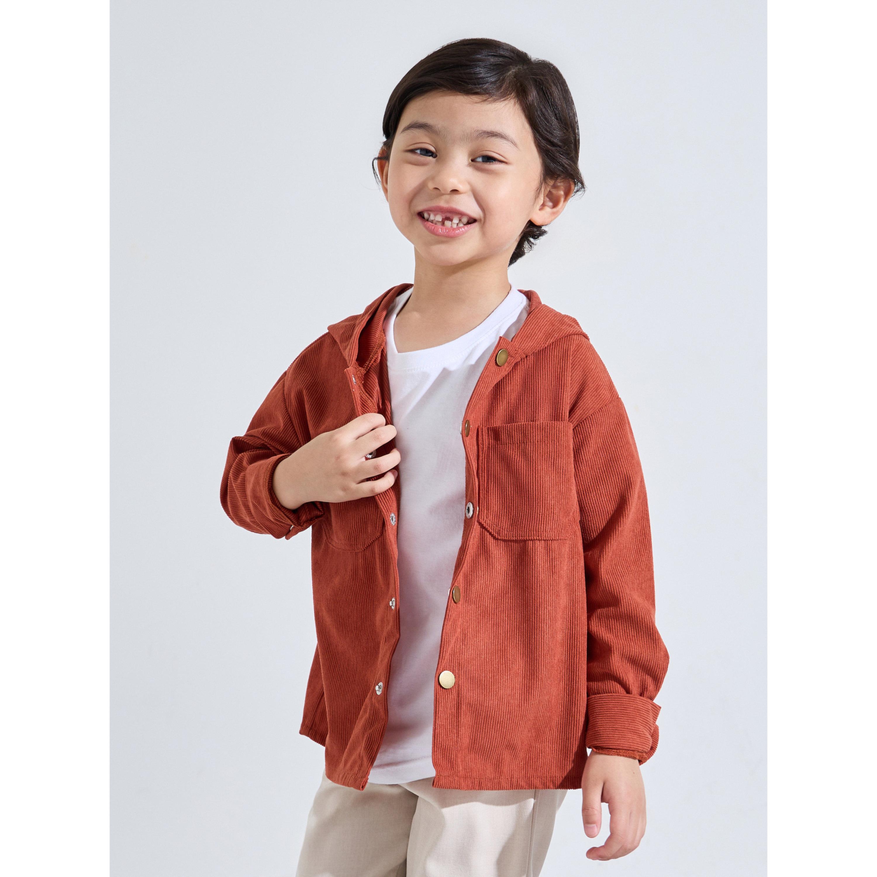 قميص جاكيت كوردروي بأزرار كبس وغطاء رأس واسع للأولاد-boys-clothing-shirts-image-3