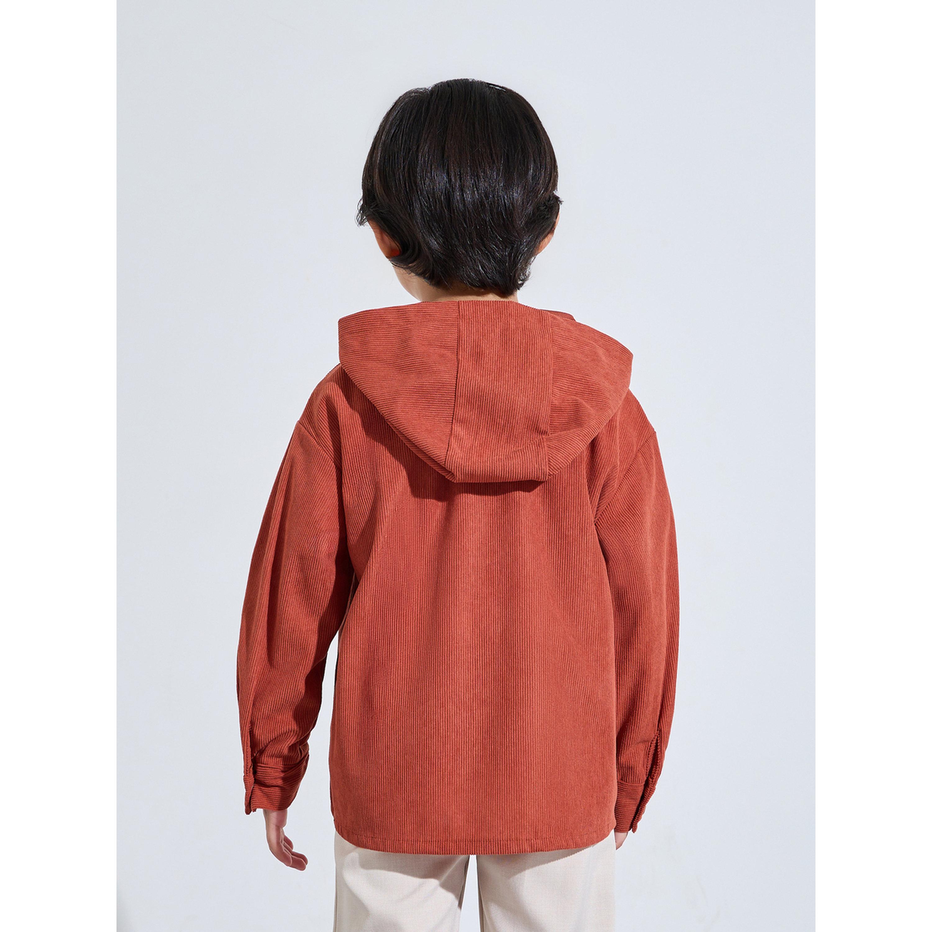 قميص جاكيت كوردروي بأزرار كبس وغطاء رأس واسع للأولاد-boys-clothing-shirts-image-4