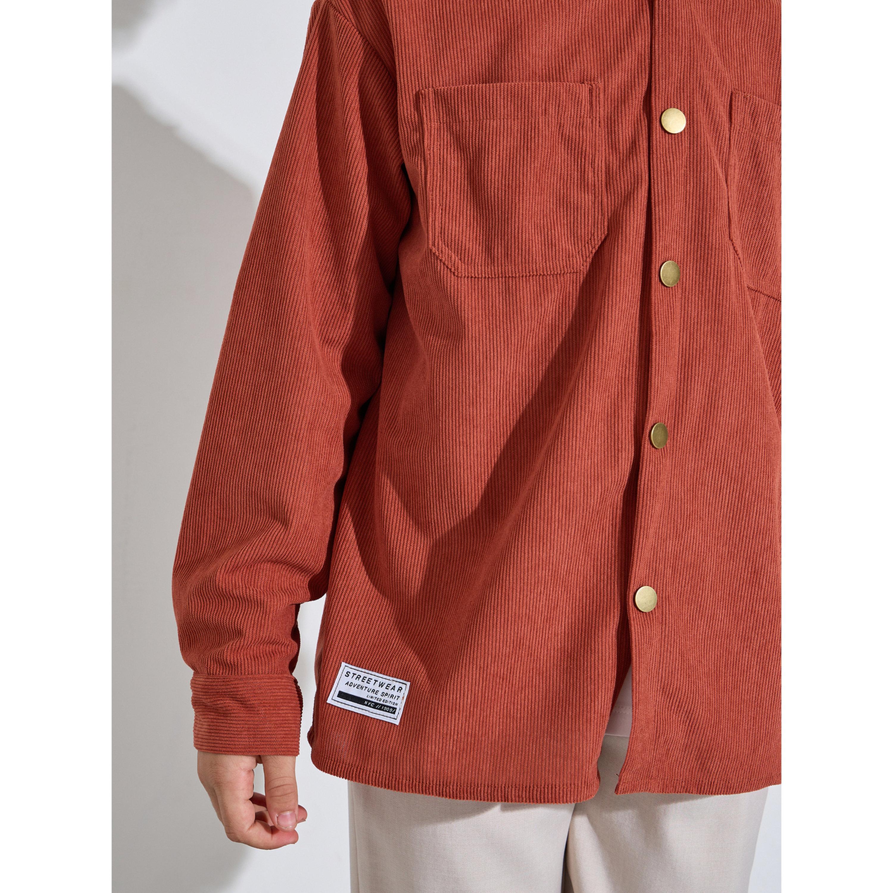 ستيلي شاكيت كوردروي بني بغطاء رأس وأزرار كبس للأولاد المراهقين-boys-clothing-shirts-image-5
