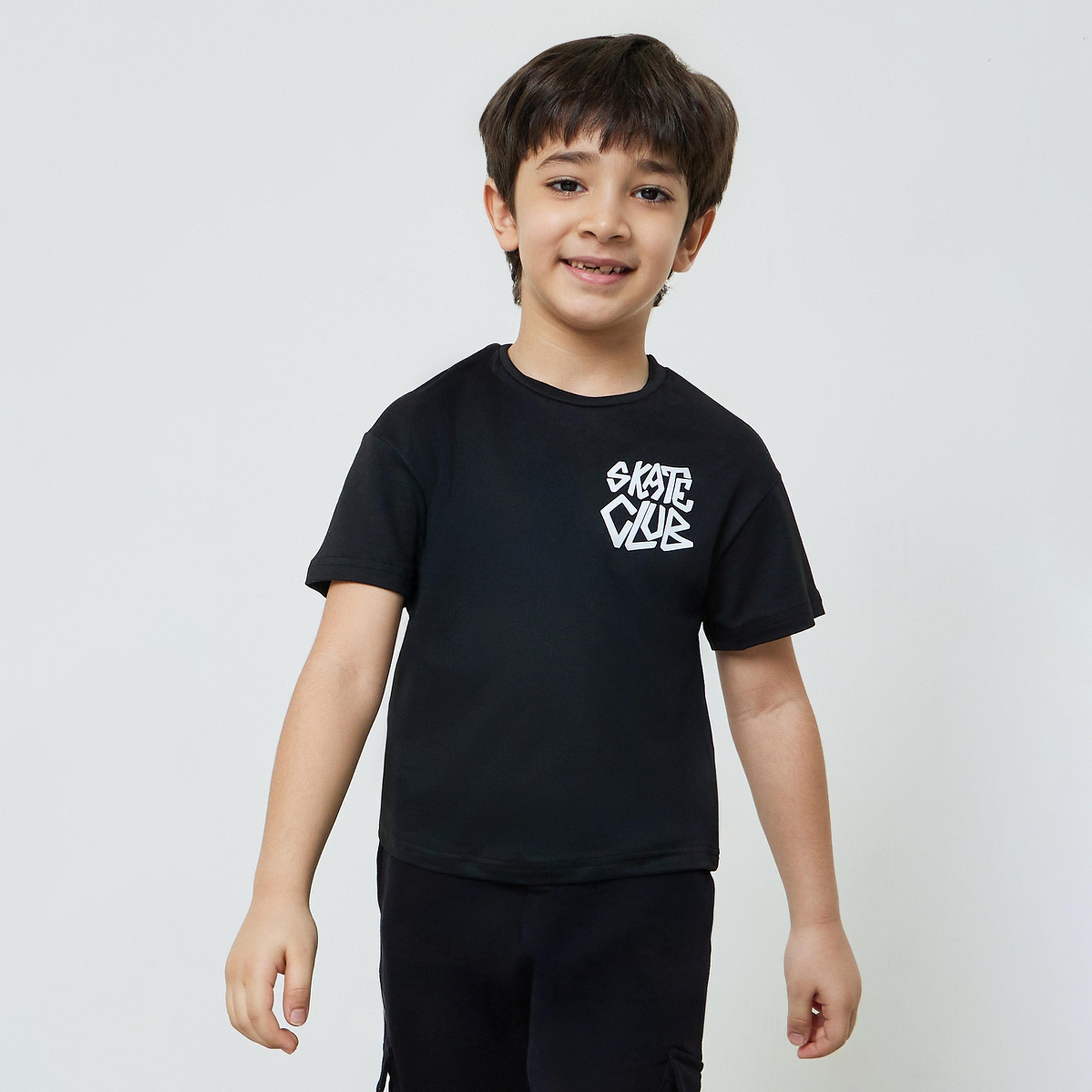 Styli Boys Black Graphic Print Round Neck T-Shirt-boys-clothing-tshirtsandpolos-image-1