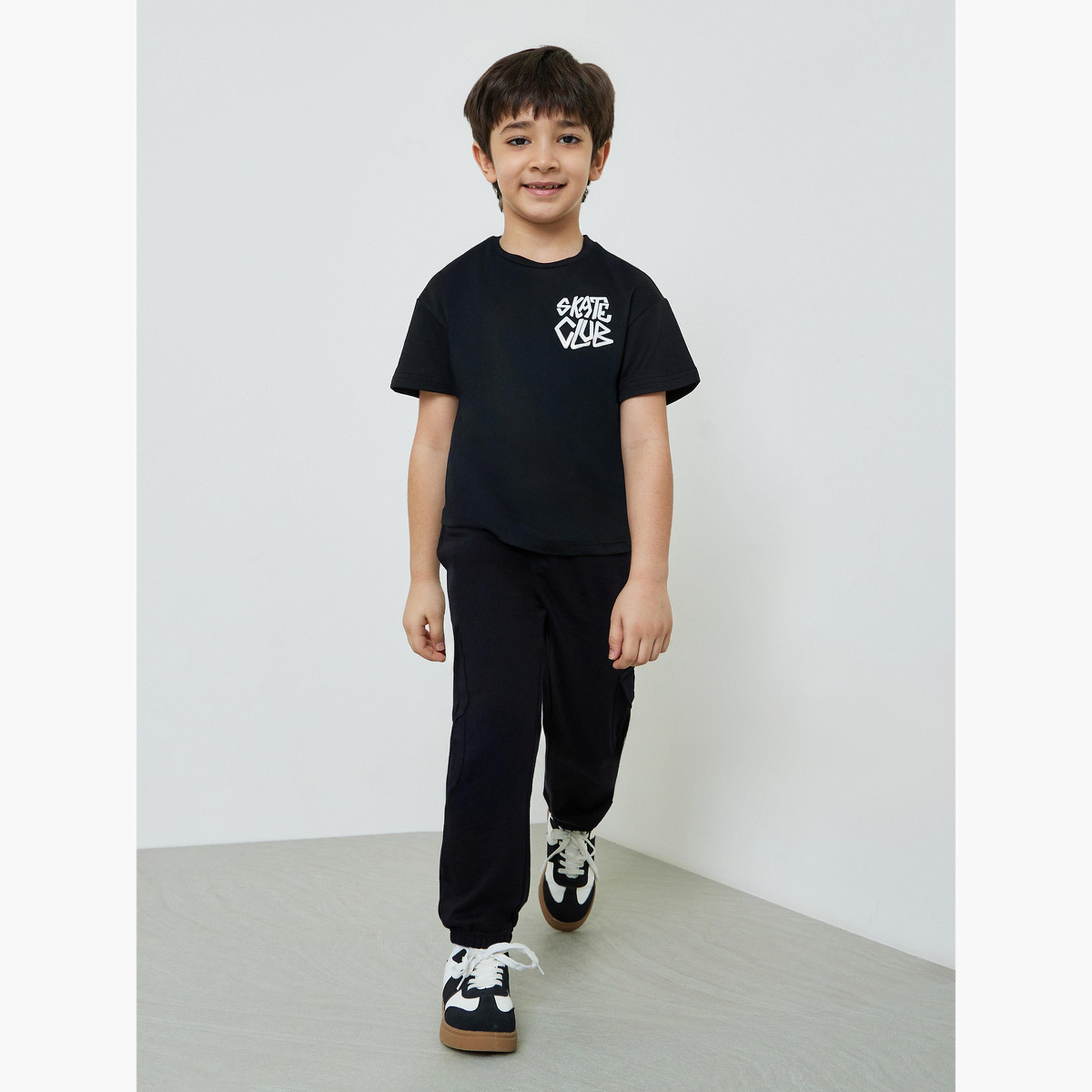 Styli Boys Black Graphic Print Round Neck T-Shirt-boys-clothing-tshirtsandpolos-image-2