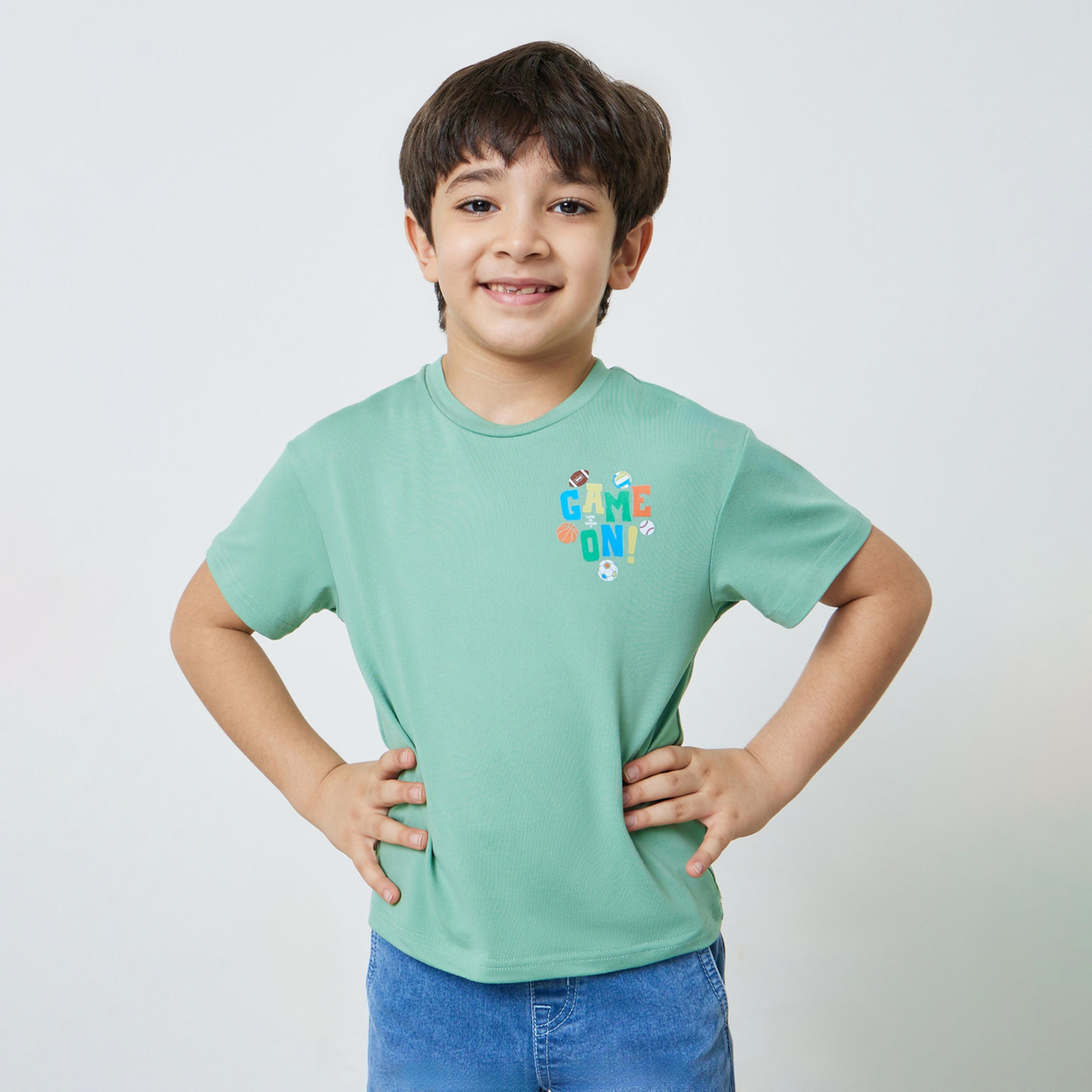 Styli Boys Green Sports Graphic Oversized Fit T-Shirt-boys-clothing-tshirtsandpolos-image-1