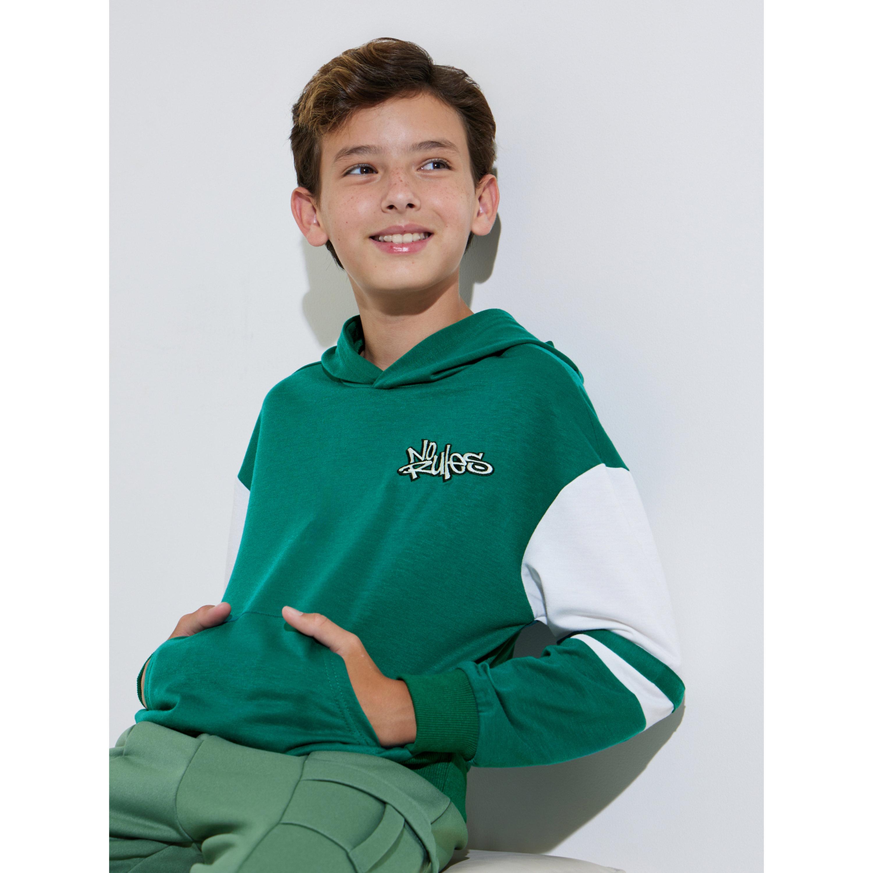 Styli Teen Boys Green Embroidered Oversized Hoodie-boys-clothing-sweatshirts-image-3