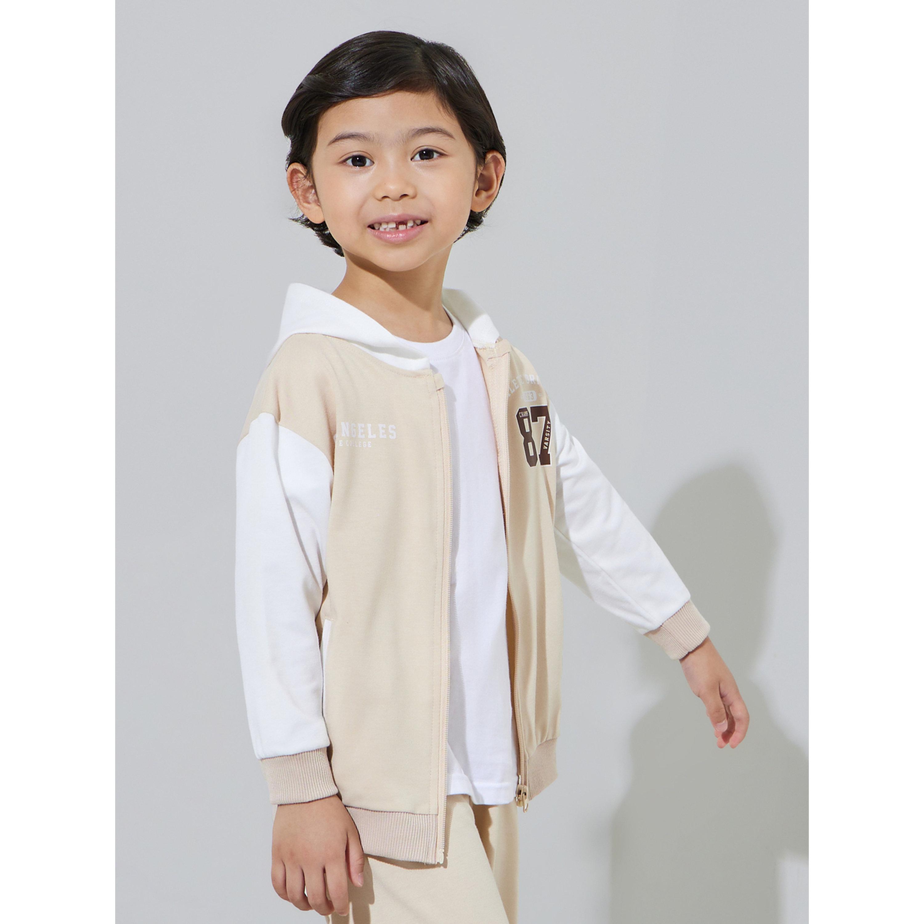 مجموعة من بنطال جوغر وجاكيت مطبوع واسع بمحواة للأولاد باللون البيج-boys-clothing-setsandcoords-image-4