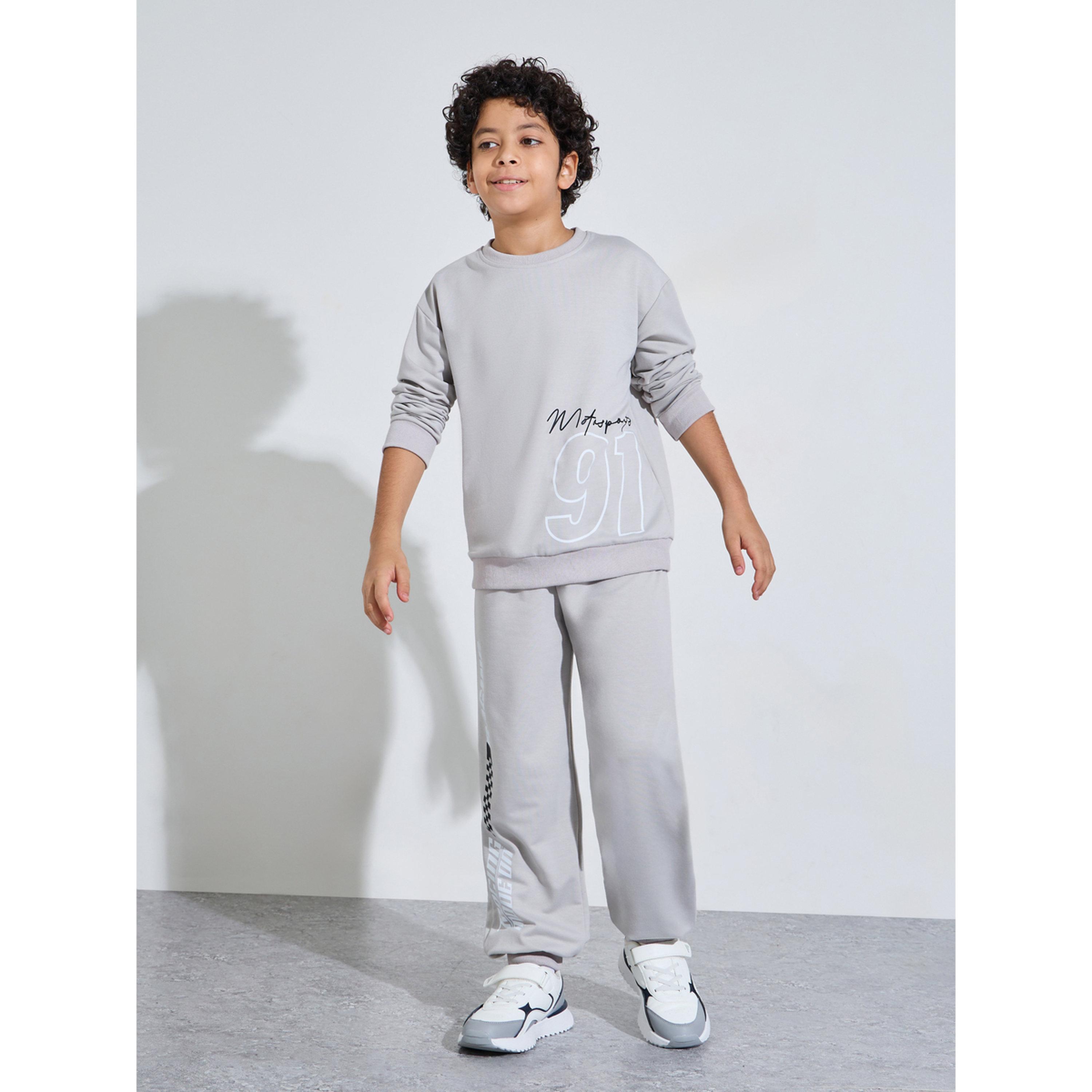 Styli Teen Boys Gray Graphic Print Sweatshirt and Joggers Set-boys-clothing-setsandcoords-image-1