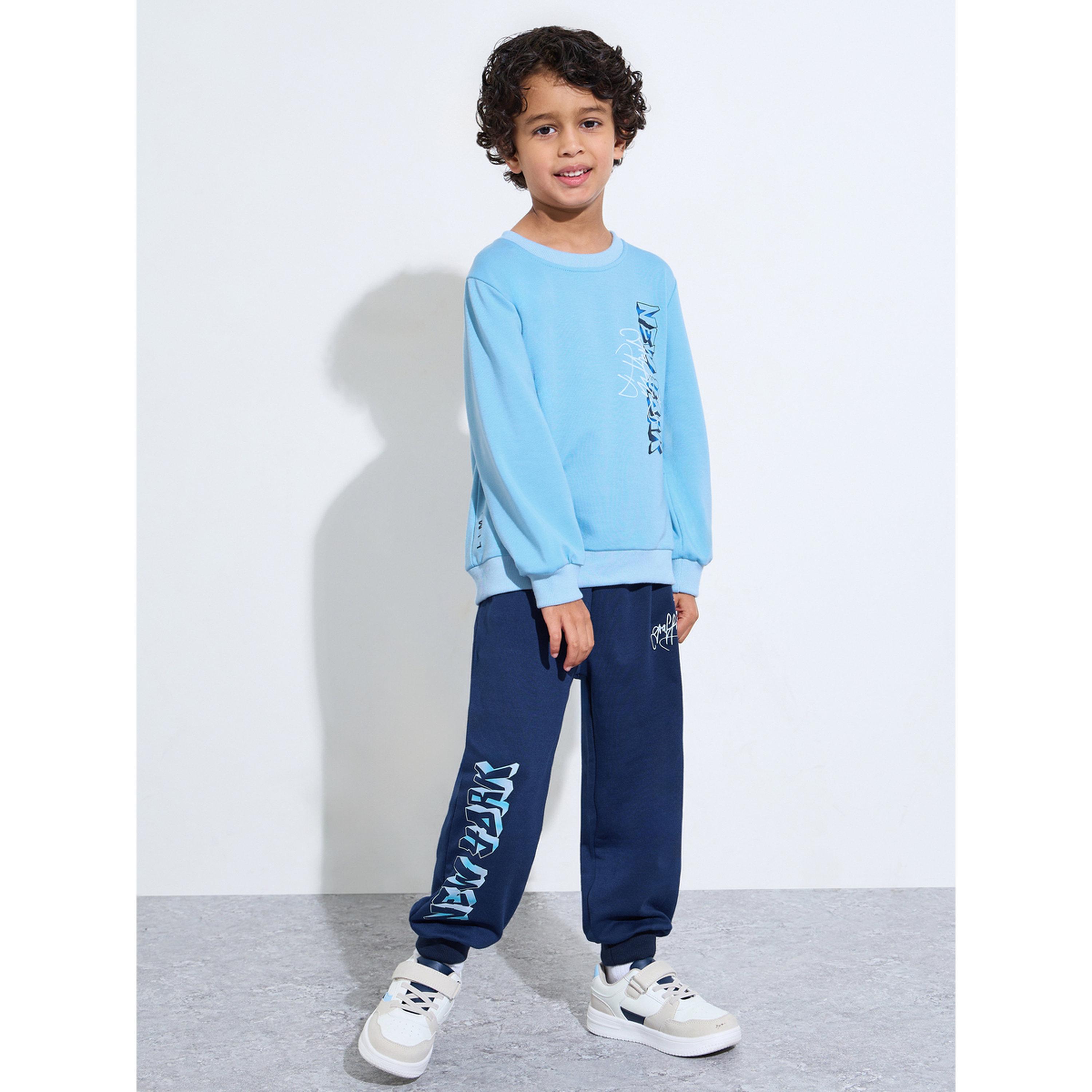 Styli Boys Navy Blue Graphic Print Oversized Sweatshirt and Joggers Set-boys-clothing-setsandcoords-image-1