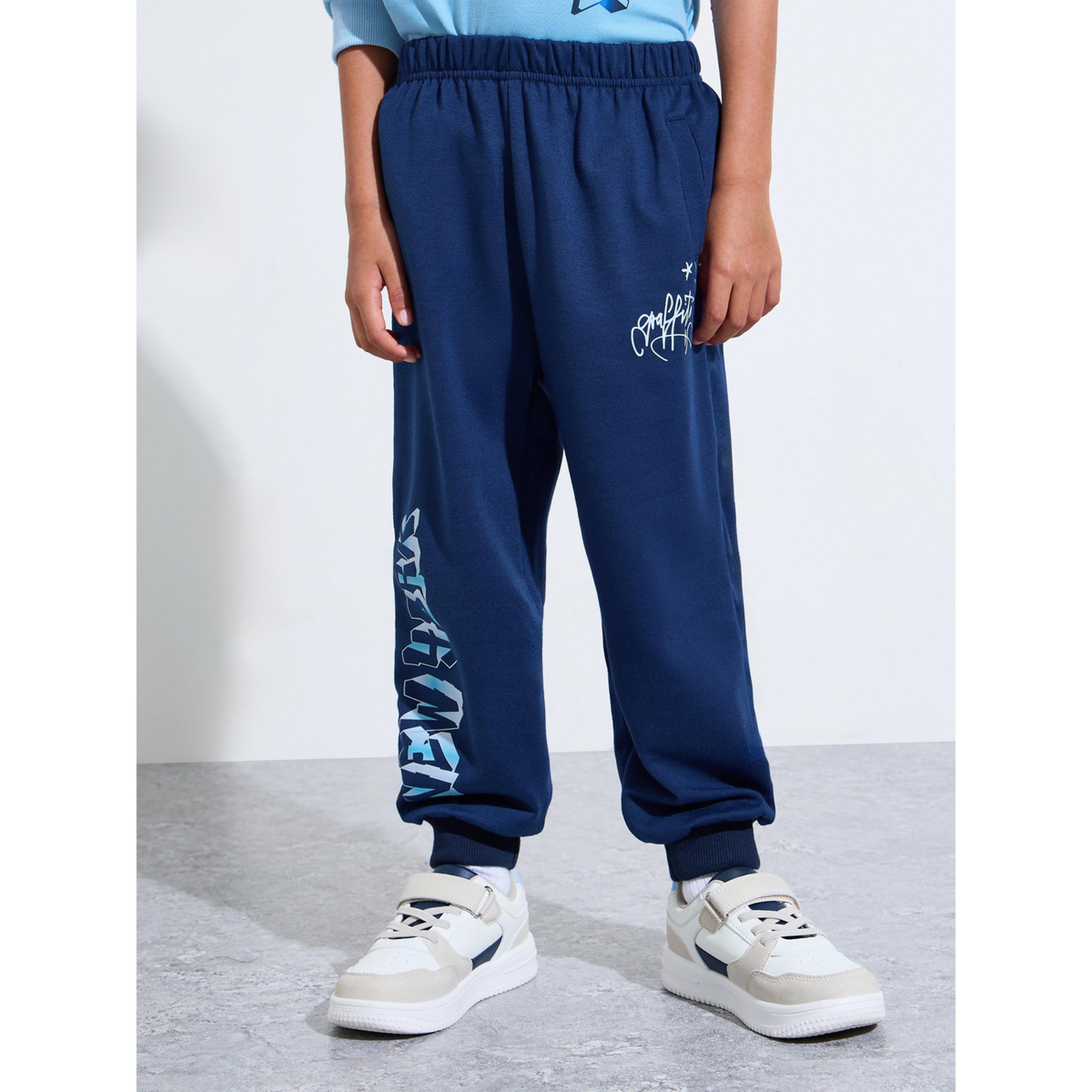 Styli Boys Navy Blue Graphic Print Oversized Sweatshirt and Joggers Set-boys-clothing-setsandcoords-image-4