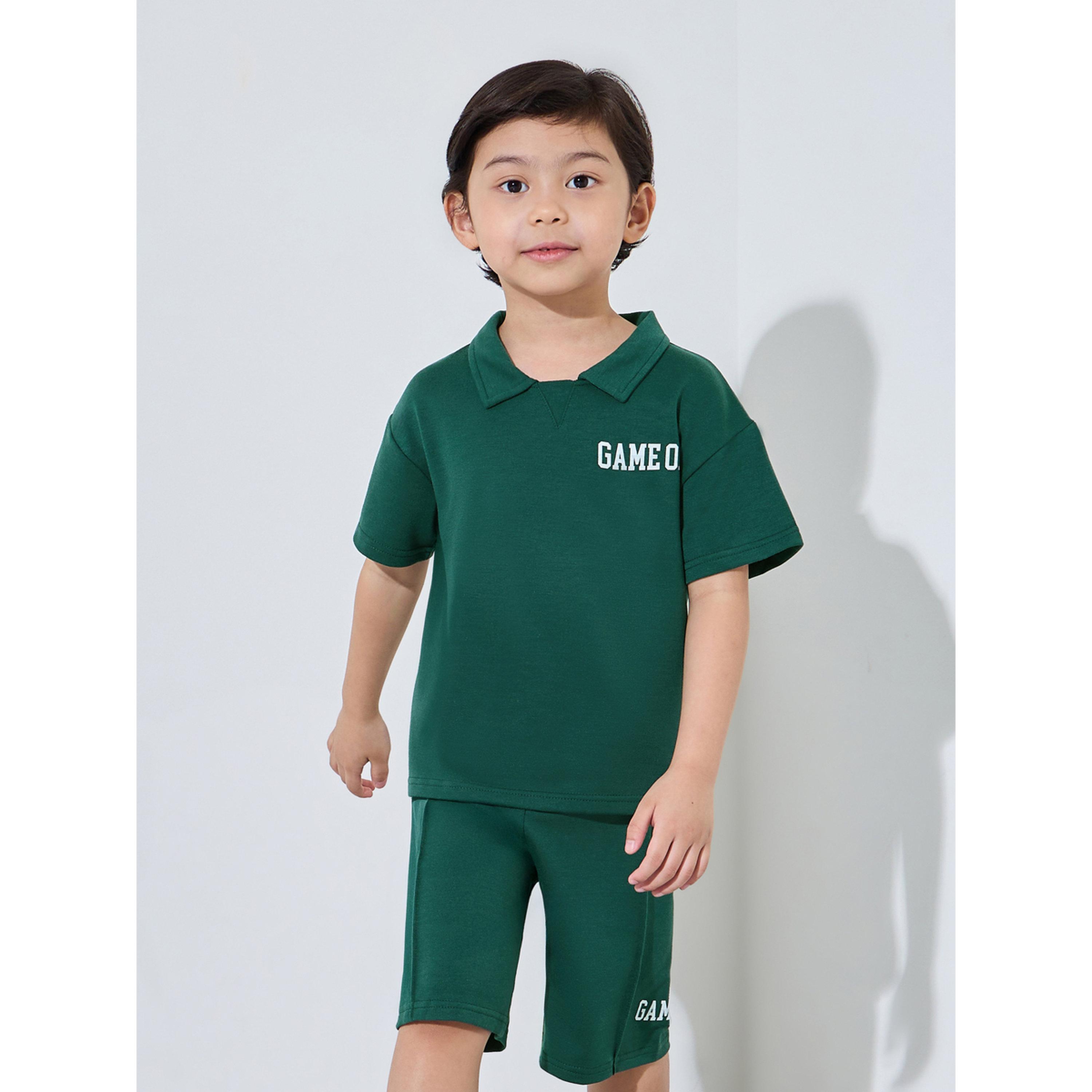 طقم من شورت وتيشيرت بولو وطبعة كرة قدم للأولاد-boys-clothing-setsandcoords-image-1