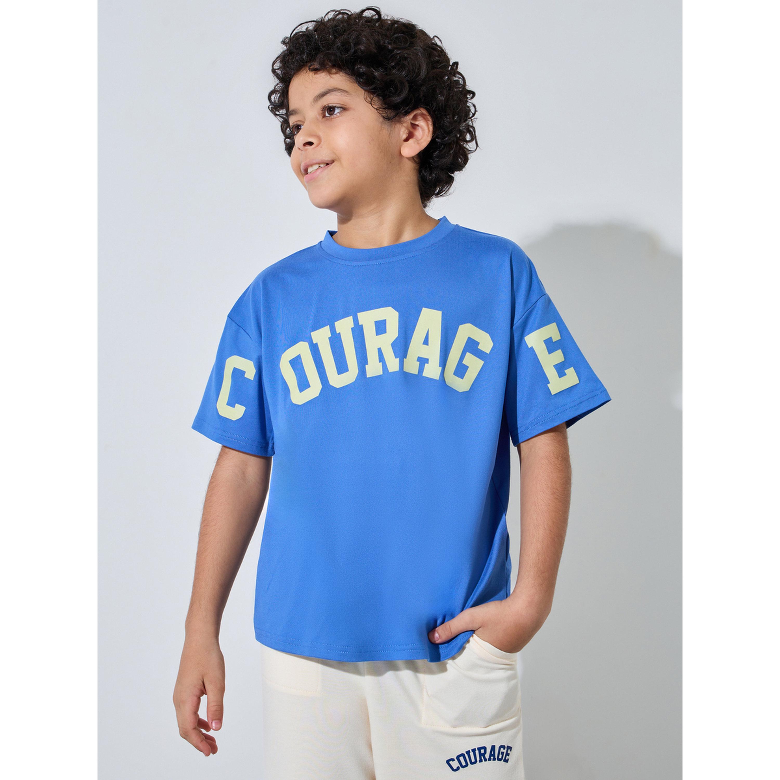 ستيلي طقم تيشيرت أزرق مطبوع وبنطلون جوغر كريمي للأولاد المراهقين-boys-clothing-setsandcoords-image-2