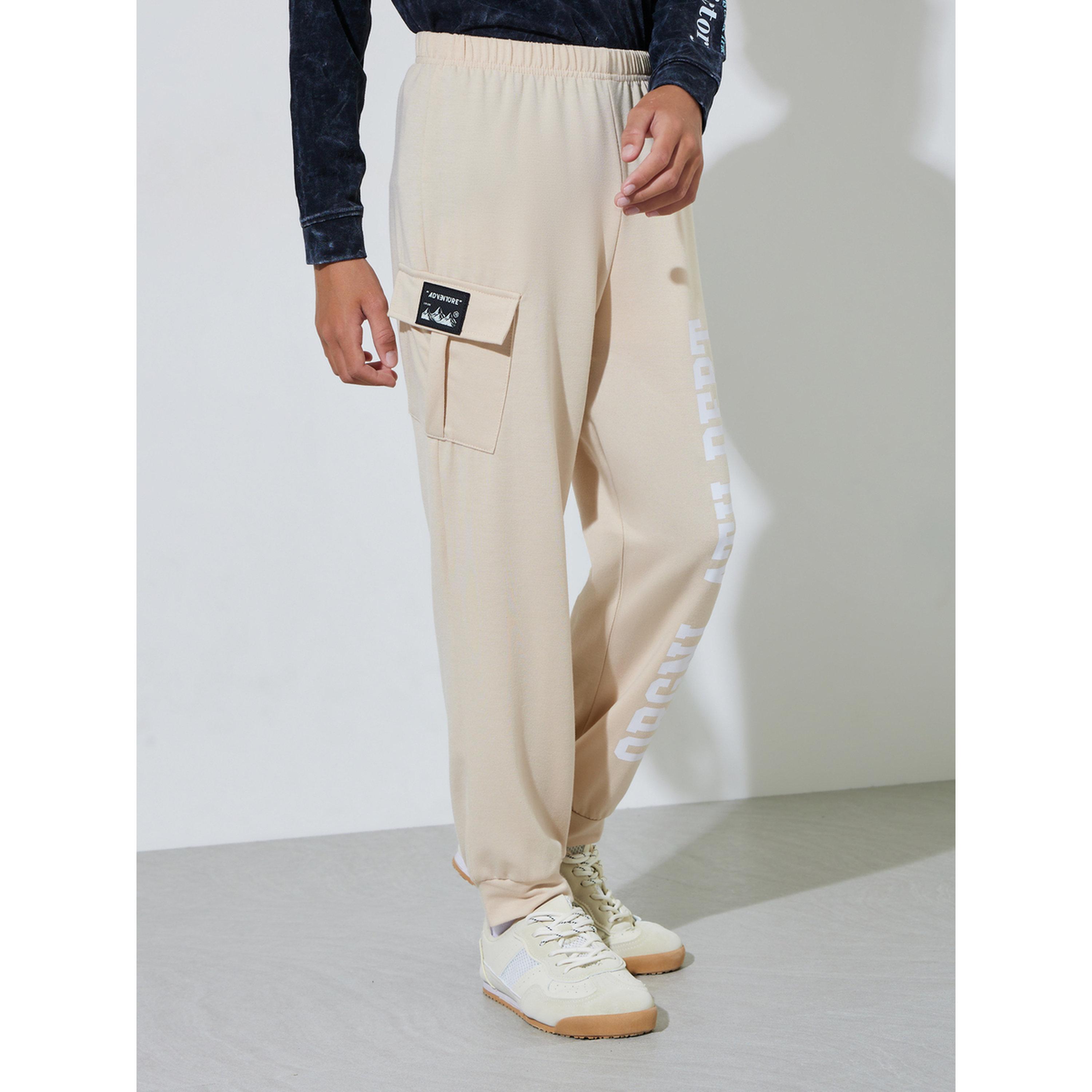 بنطال جوغر بطبعة شعار وتفاصيل جيوب للأولاد الكبار-boys-clothing-bottoms-joggersandtrackpants-image-3