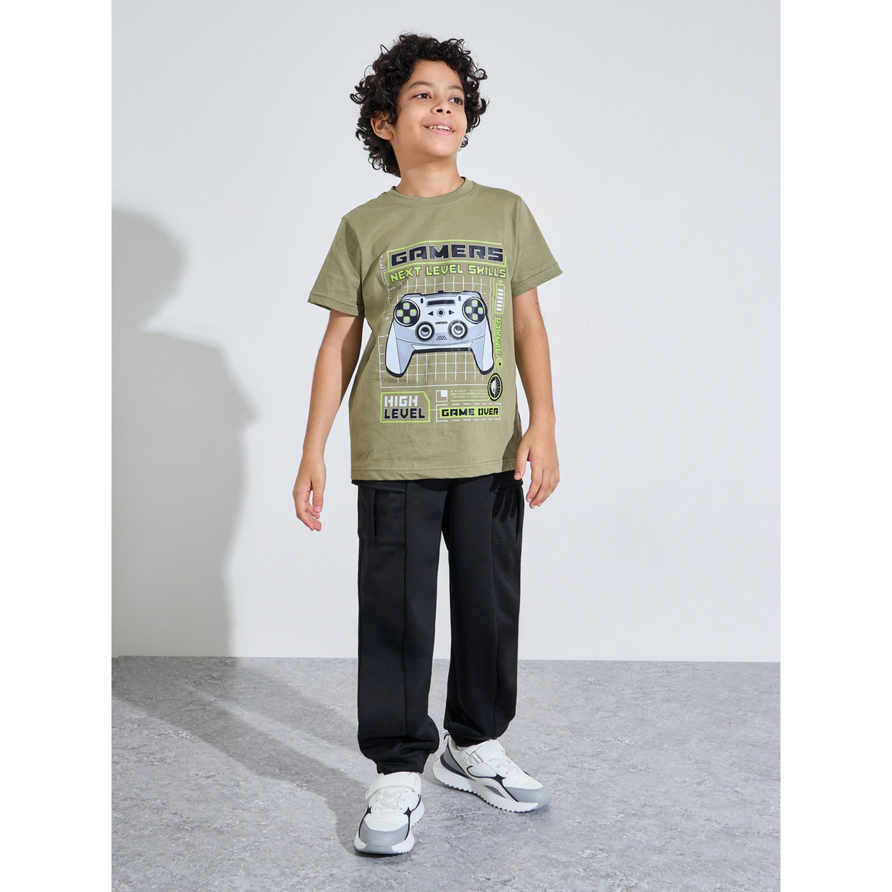 Styli Teen Boys Black Full length Cargo Pants-boys-clothing-bottoms-joggersandtrackpants-image-2