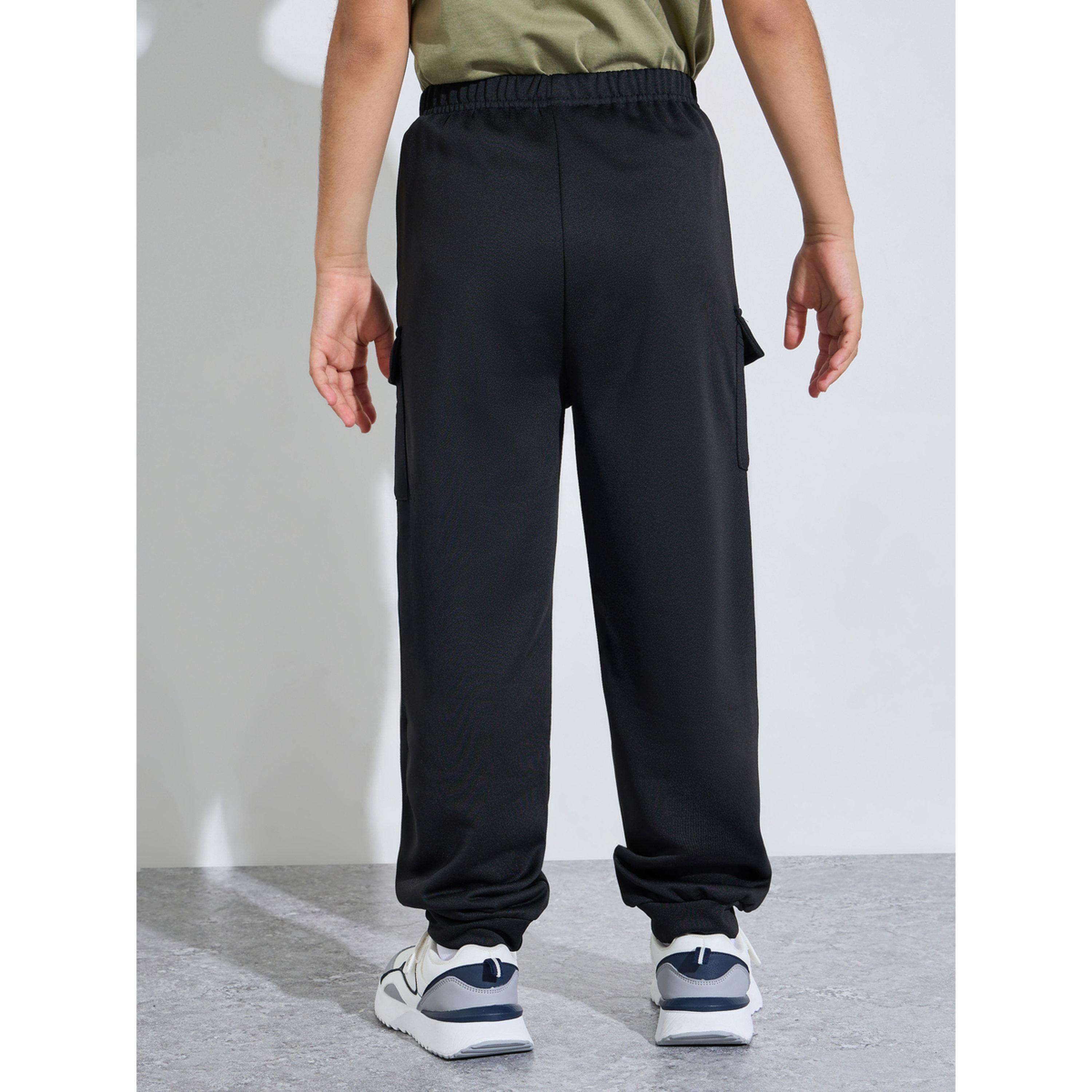Styli Teen Boys Black Full length Cargo Pants-boys-clothing-bottoms-joggersandtrackpants-image-4