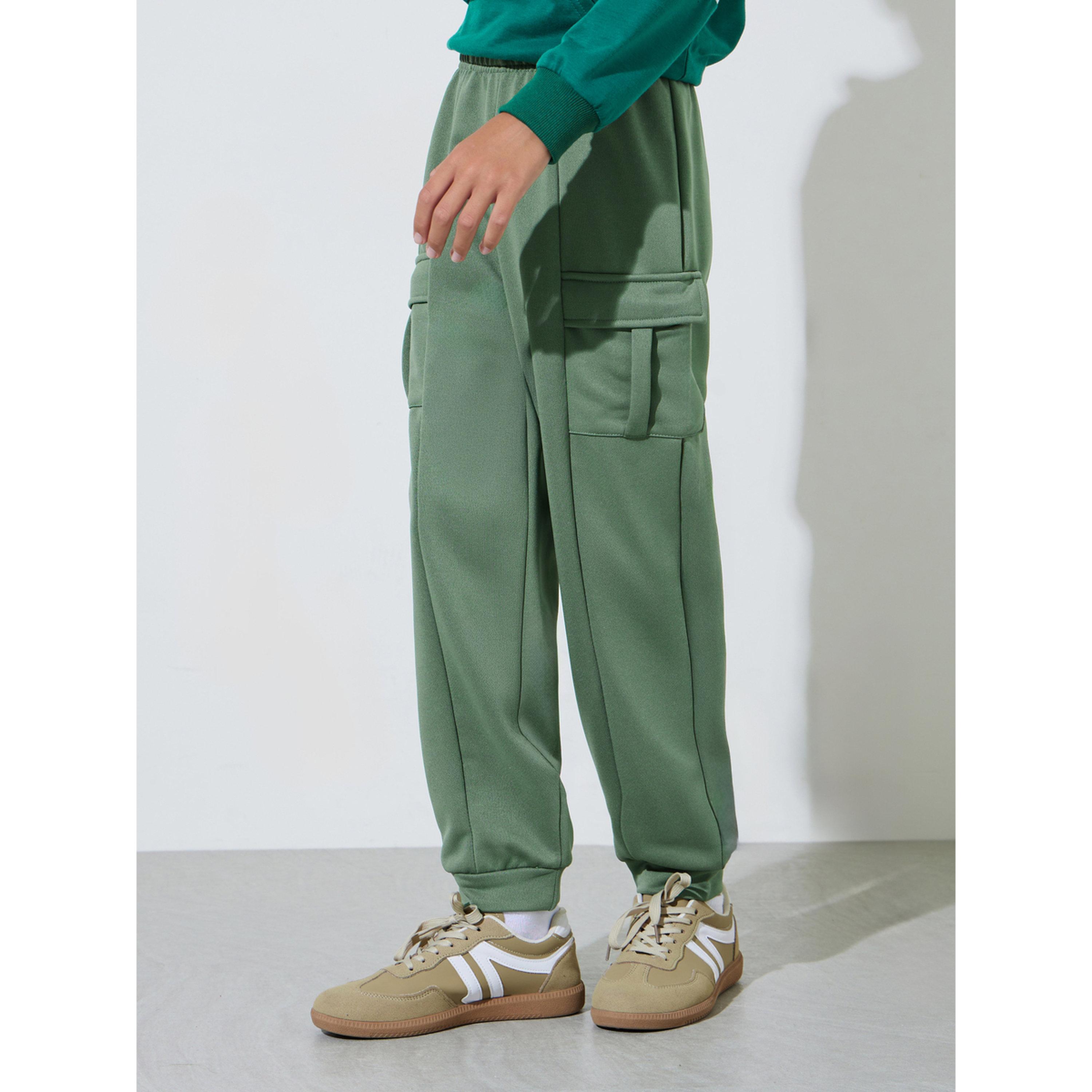 Styli Teen Boys Green Full length Cargo Pants-boys-clothing-bottoms-joggersandtrackpants-image-3