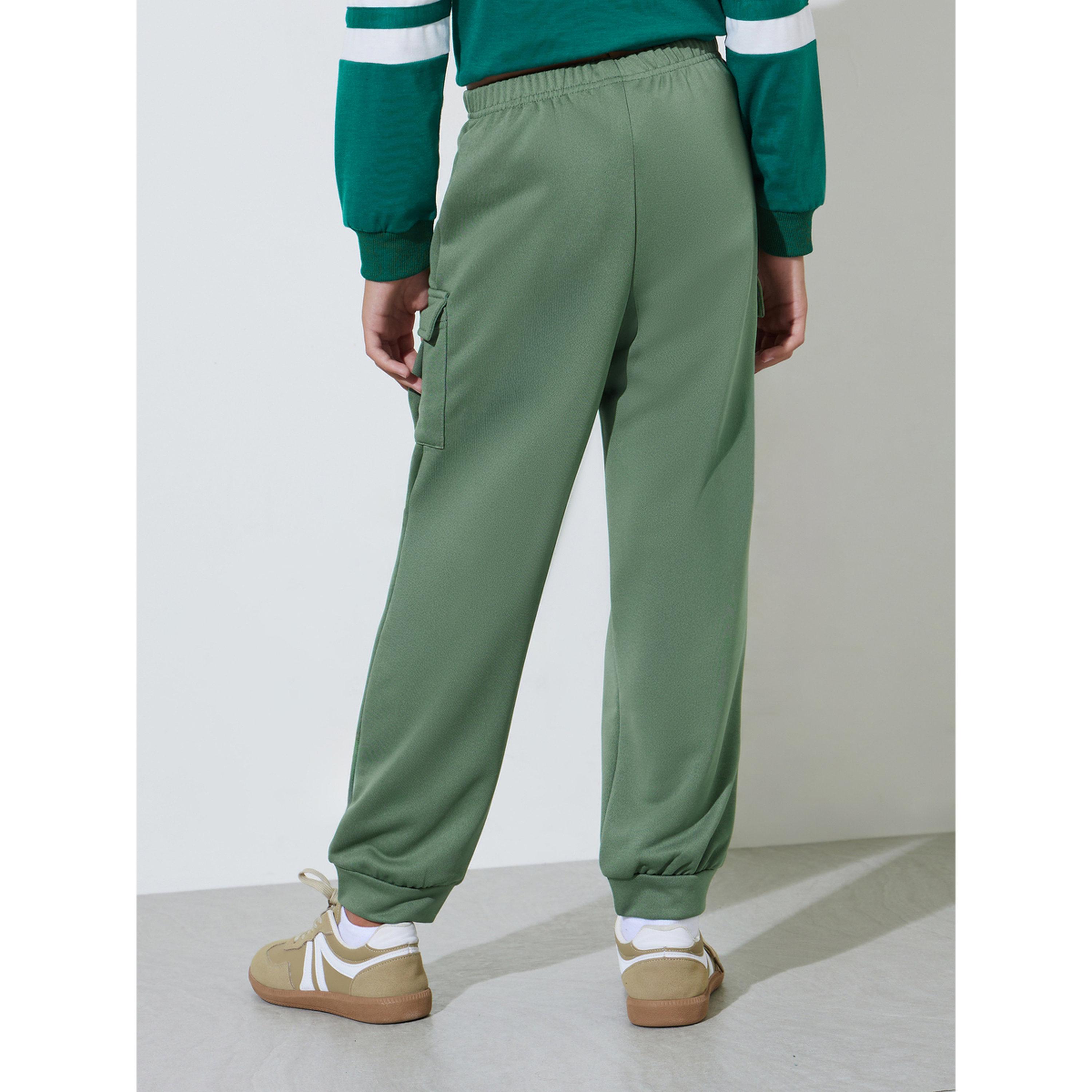 Styli Teen Boys Green Full length Cargo Pants-boys-clothing-bottoms-joggersandtrackpants-image-5