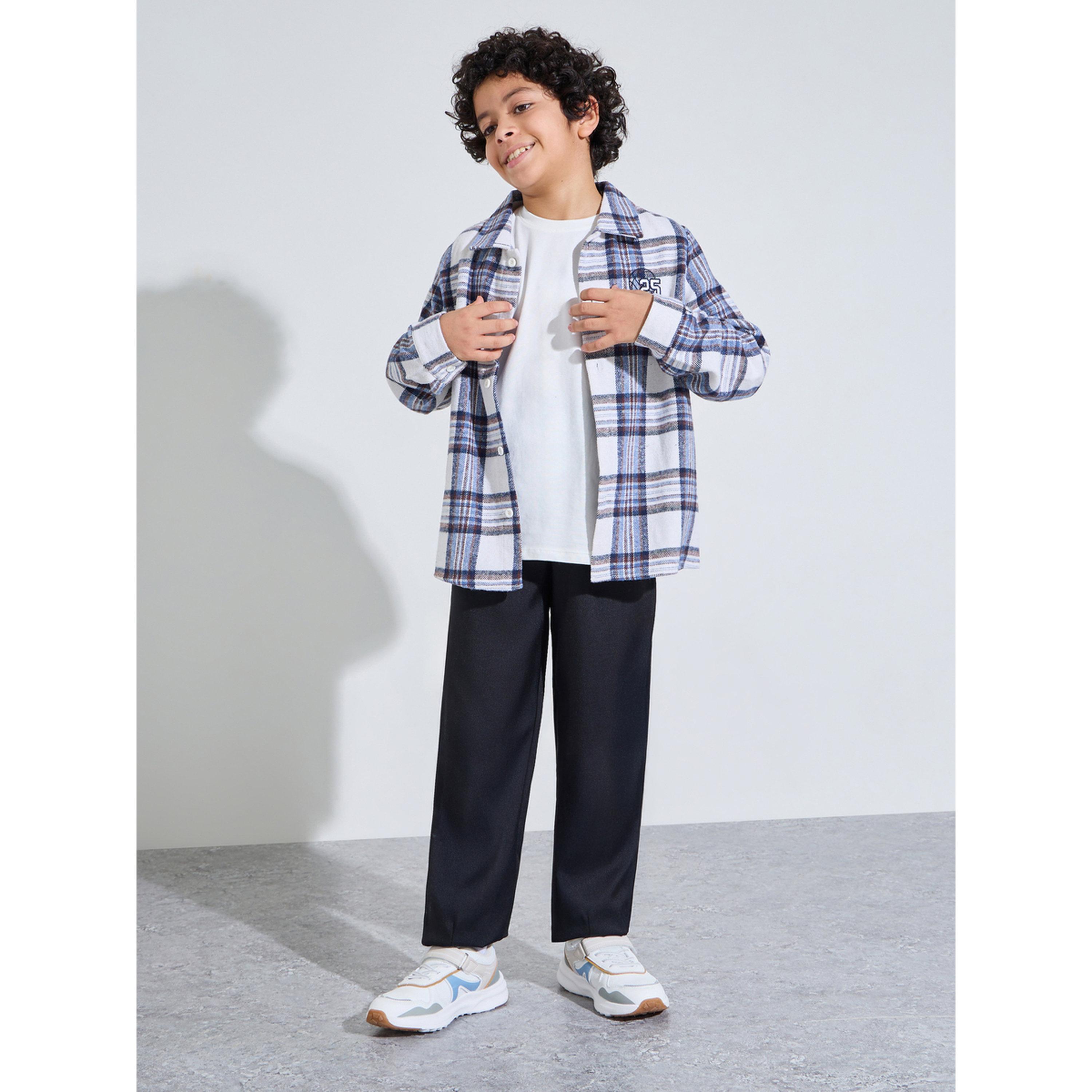 بنطال سادة بكسرات أمامية للأولاد المراهقين باللون الأسود-boys-clothing-bottoms-trousers-image-2