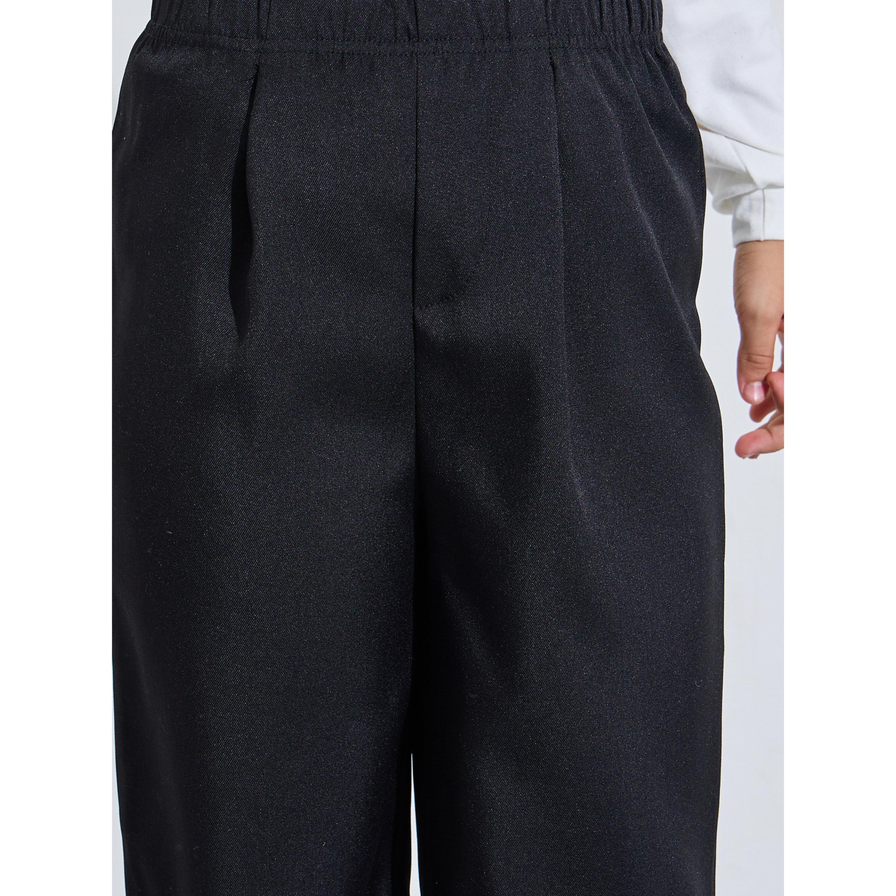 بنطال سادة بكسرات أمامية للأولاد المراهقين باللون الأسود-boys-clothing-bottoms-trousers-image-4