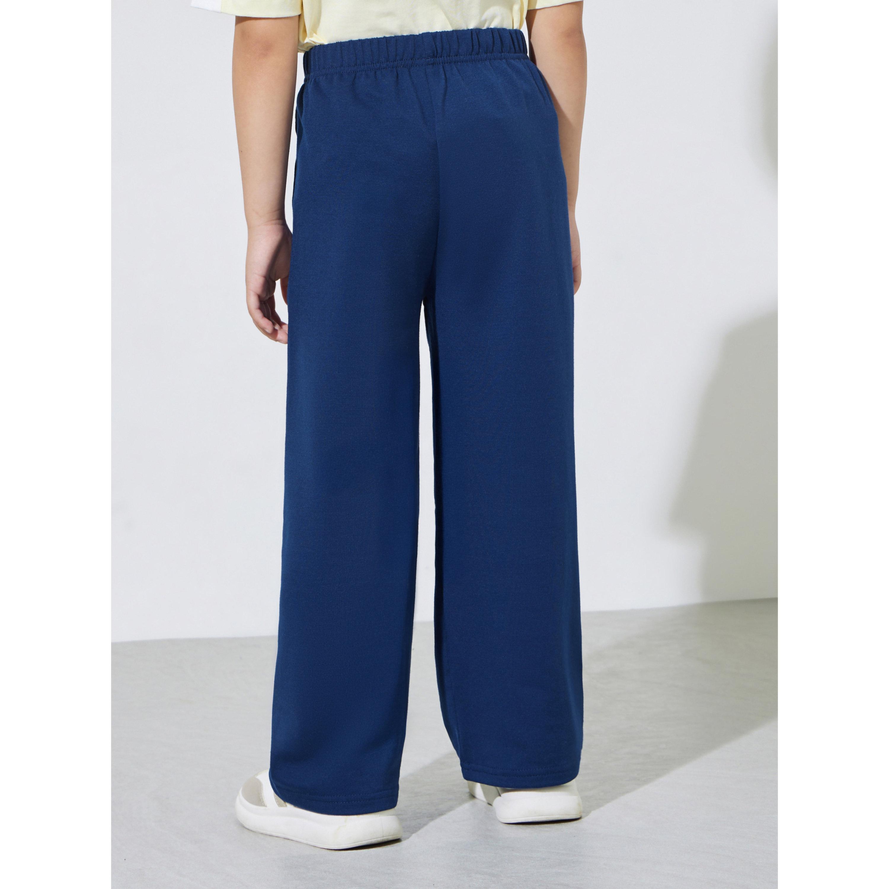 بنطال جوغر محبوك بقصة مستقيمة وتفاصيل رقع للأولاد باللون الأزرق الداكن-boys-clothing-bottoms-joggersandtrackpants-image-3