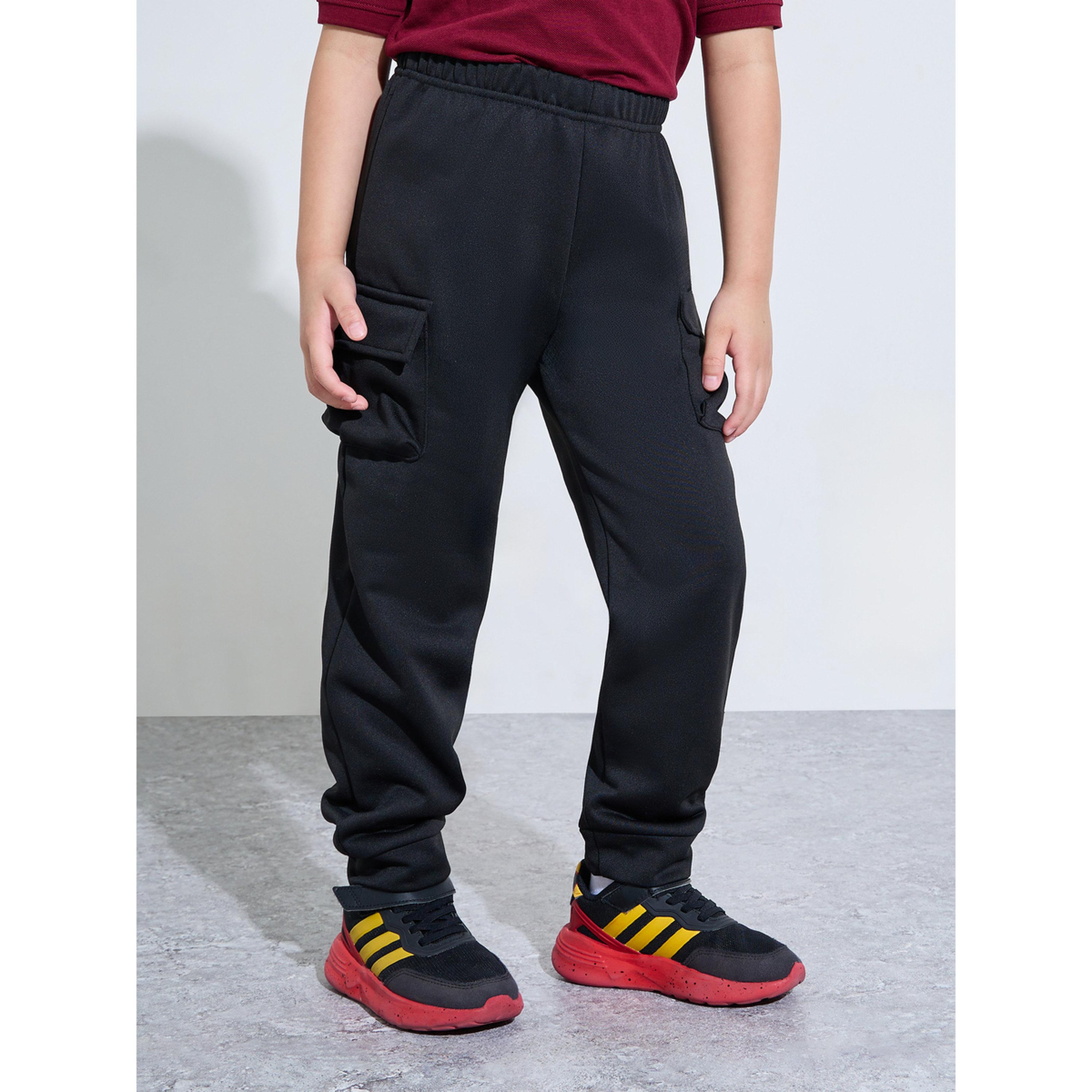 Styli Boys Solid Joggers with Rib Cuff and Cargo Pockets-boys-clothing-bottoms-joggersandtrackpants-image-1