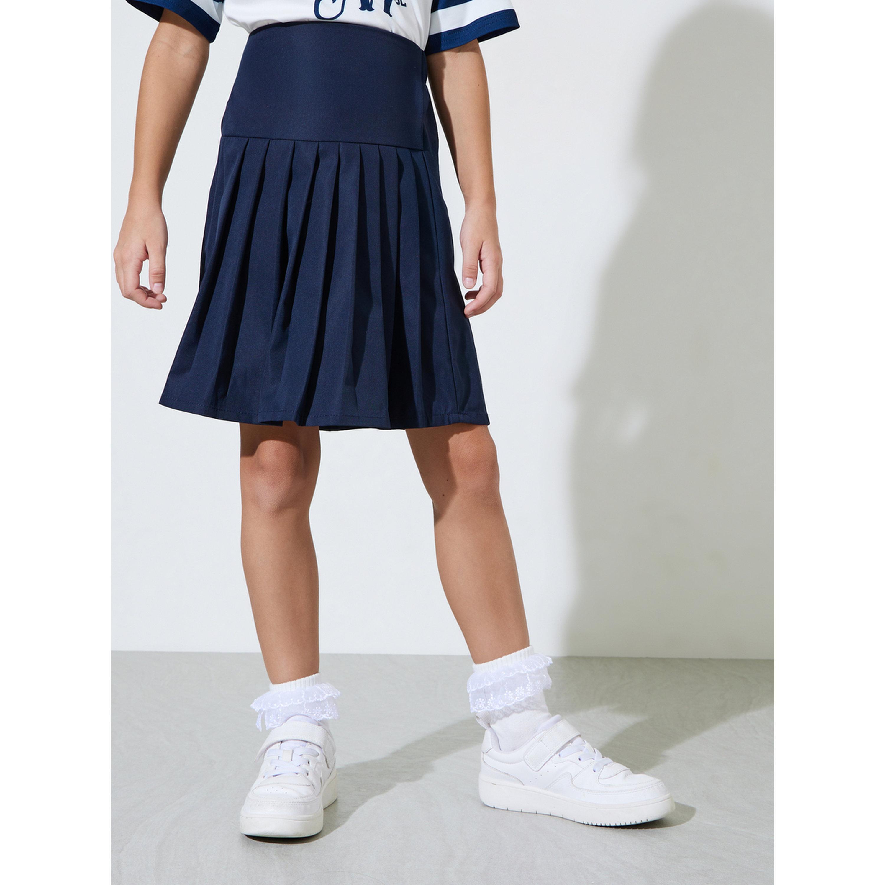 مجموعة من تنورة سادة بكسرات وتيشيرت واسع بطبعة جرافيك للبنات-girls-clothing-setsandcoords-image-4