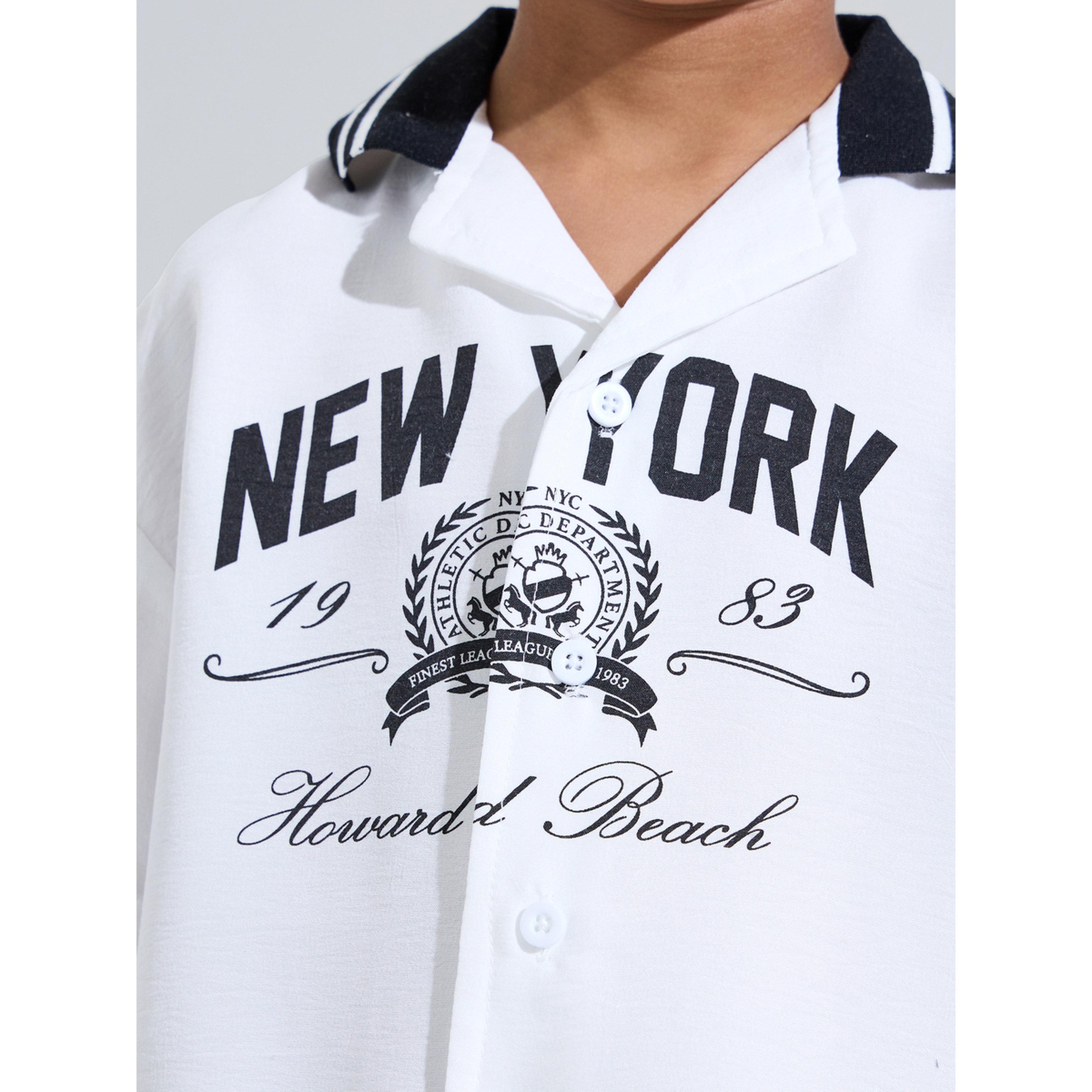 قميص واسع وياقة متباينة بطبعة جرافيك للأولاد - أوف وايت-boys-clothing-shirts-image-5