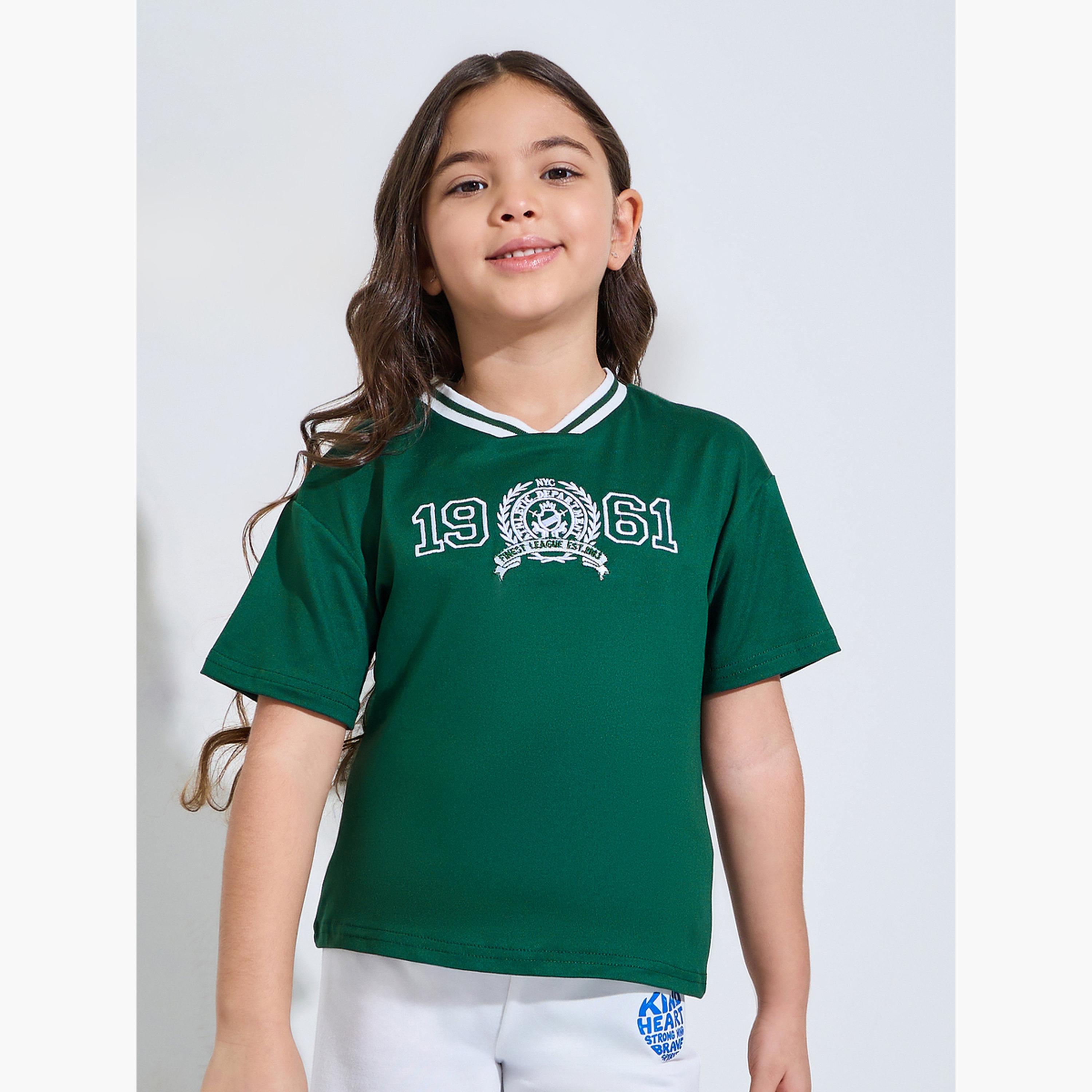 Styli Girls Oversized Drop Shoulder Embroidered T-Shirt-girls-clothing-tshirts-image-1