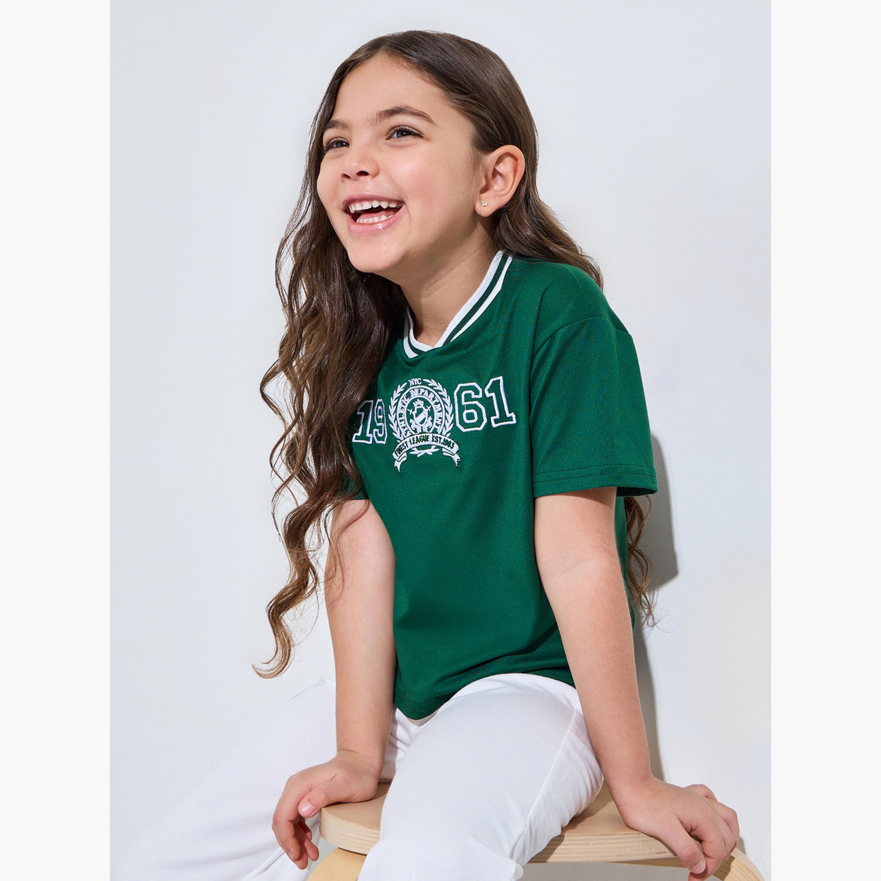 Styli Girls Oversized Drop Shoulder Embroidered T-Shirt-girls-clothing-tshirts-image-3