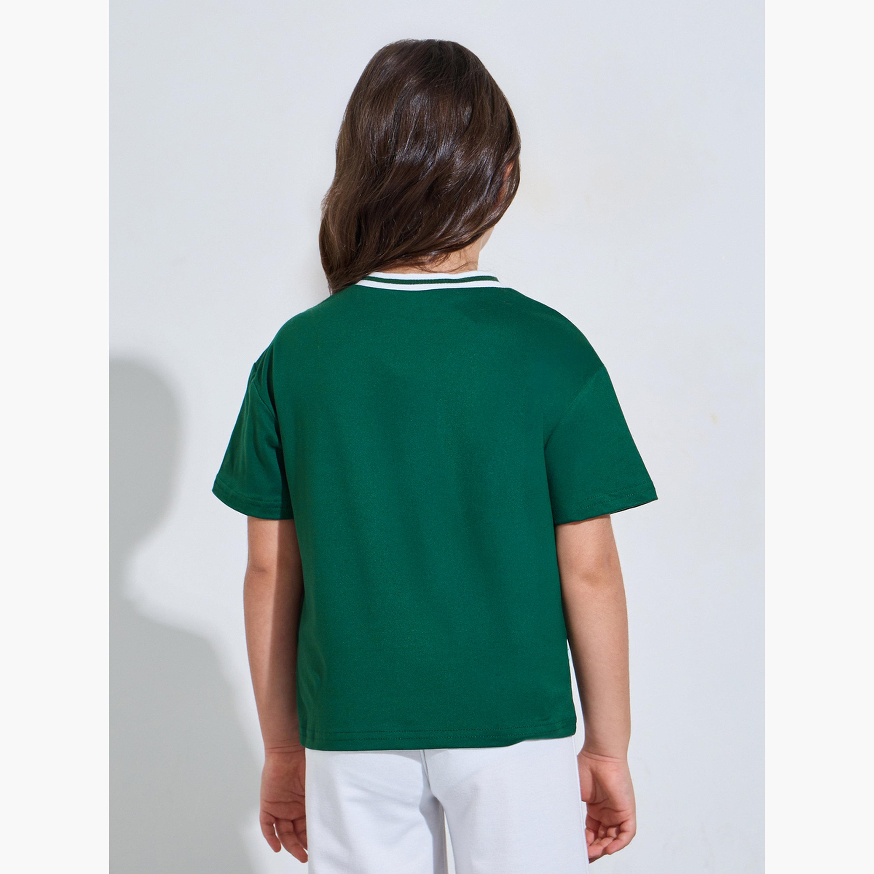 Styli Girls Oversized Drop Shoulder Embroidered T-Shirt-girls-clothing-tshirts-image-4