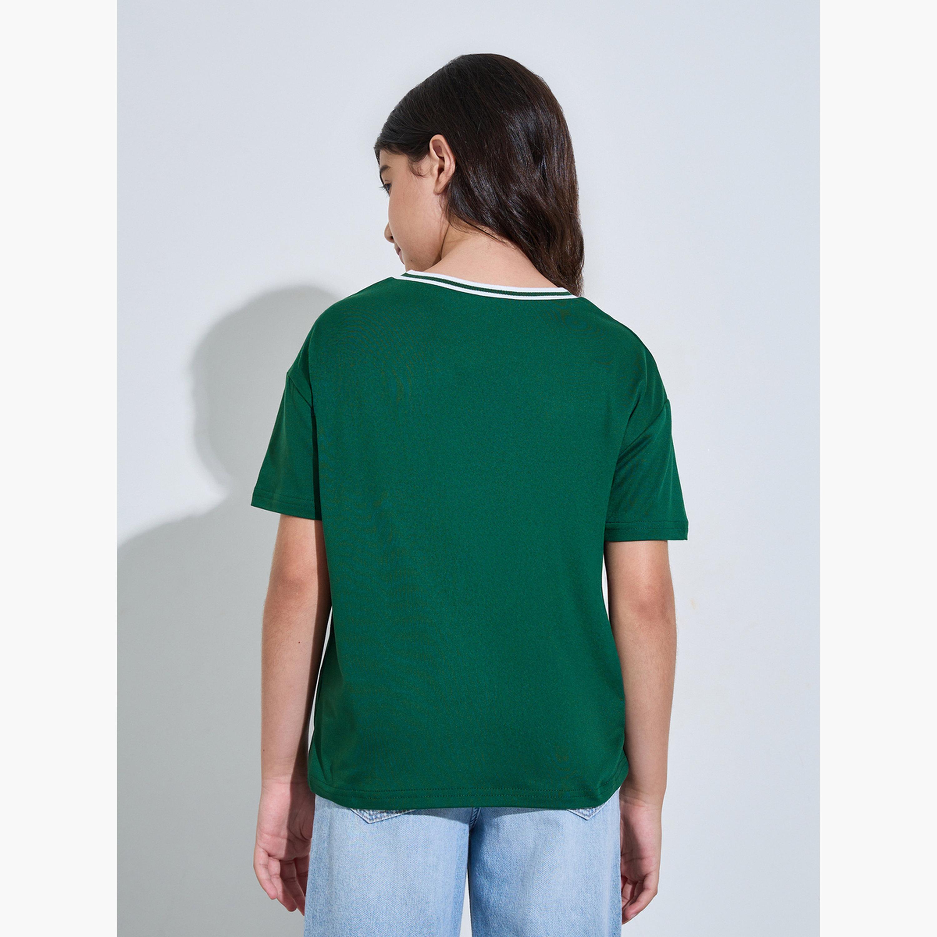 Styli Teen Girls Oversized Drop Shoulder Embroidered T-Shirt-girls-clothing-tshirts-image-3
