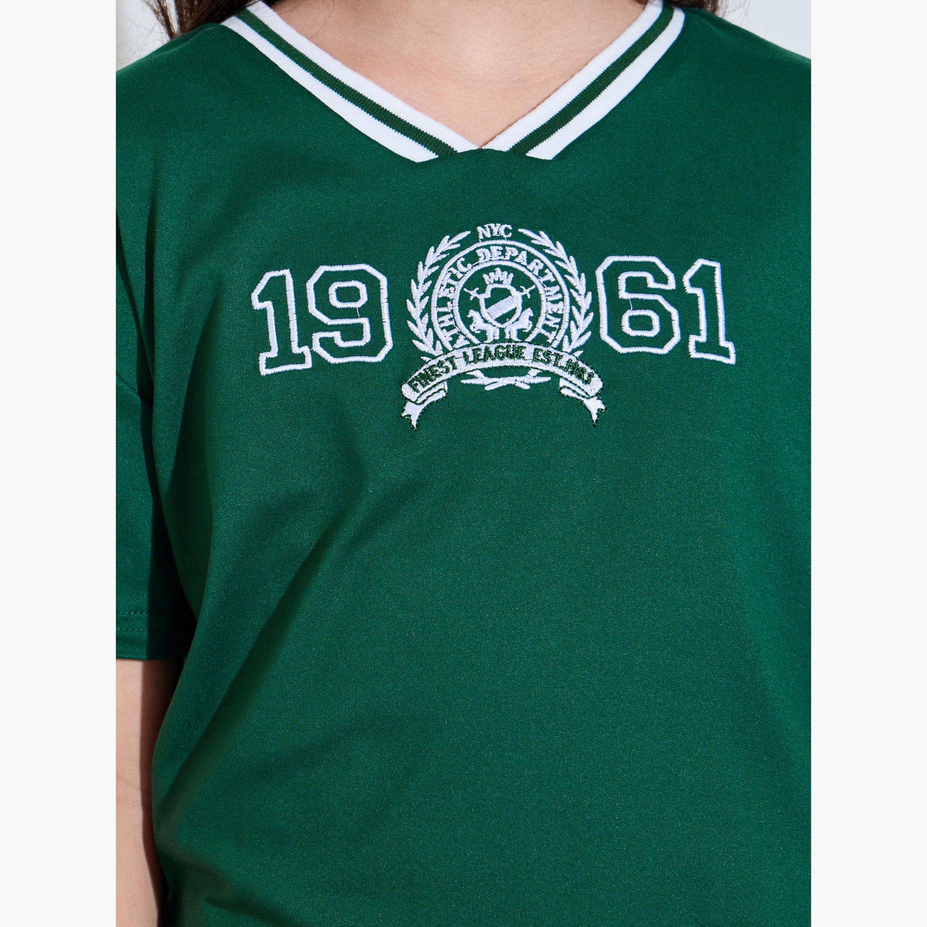 Styli Teen Girls Oversized Drop Shoulder Embroidered T-Shirt-girls-clothing-tshirts-image-4