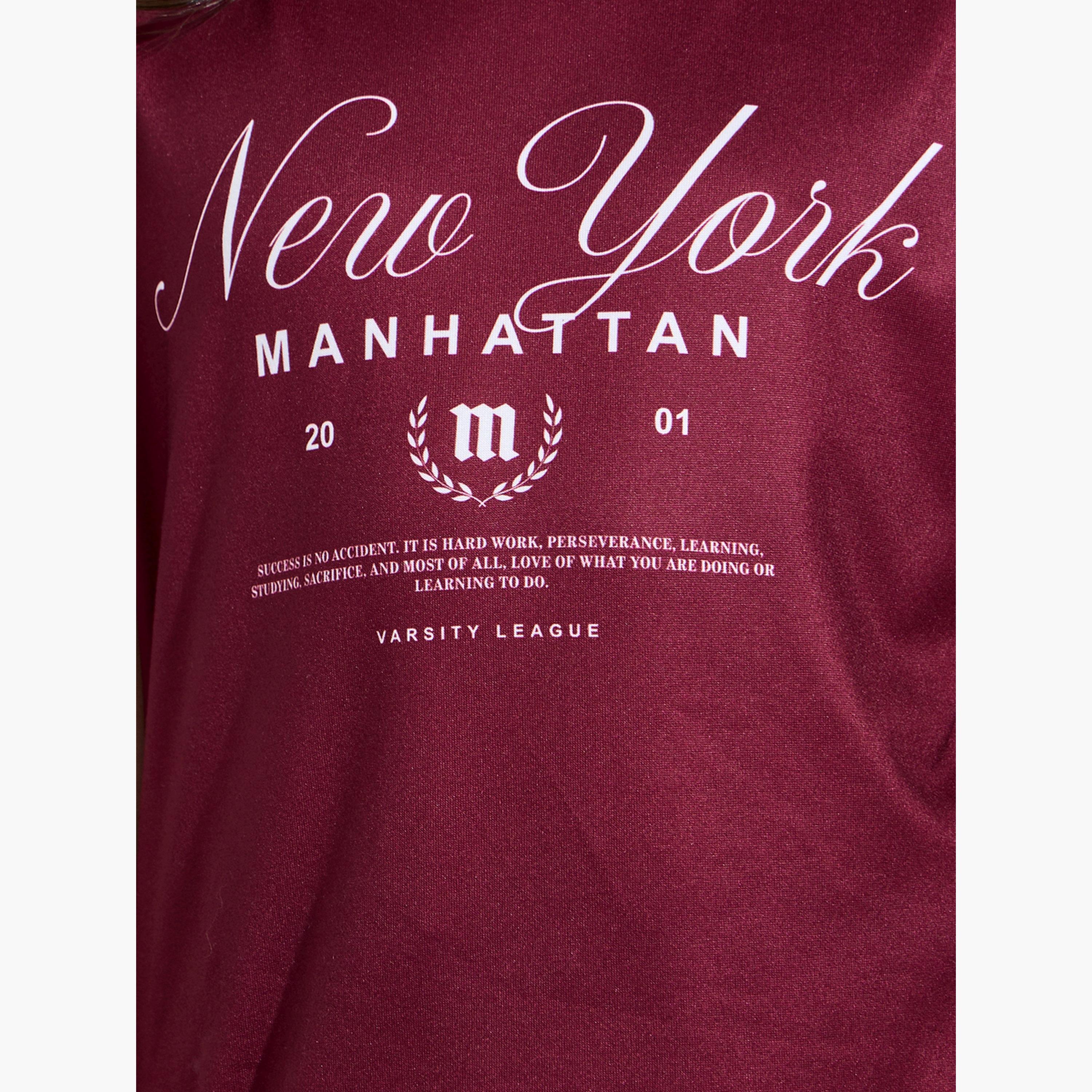 Styli Girls Oversized Burgundy Colorado Print T-Shirt-girls-clothing-tshirts-image-4
