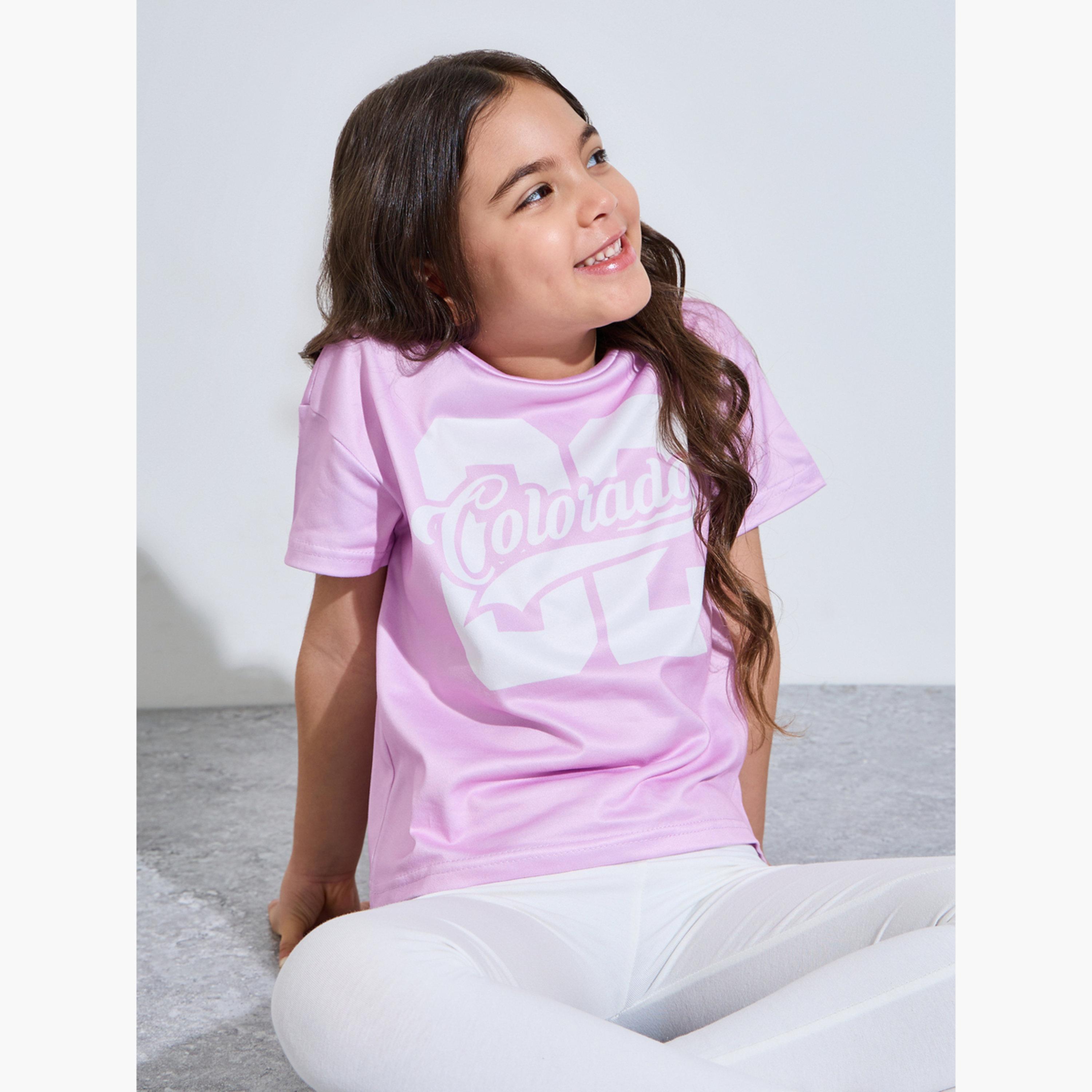 Styli Girls Oversized Pink Colorado Print T-Shirt-girls-clothing-tshirts-image-3