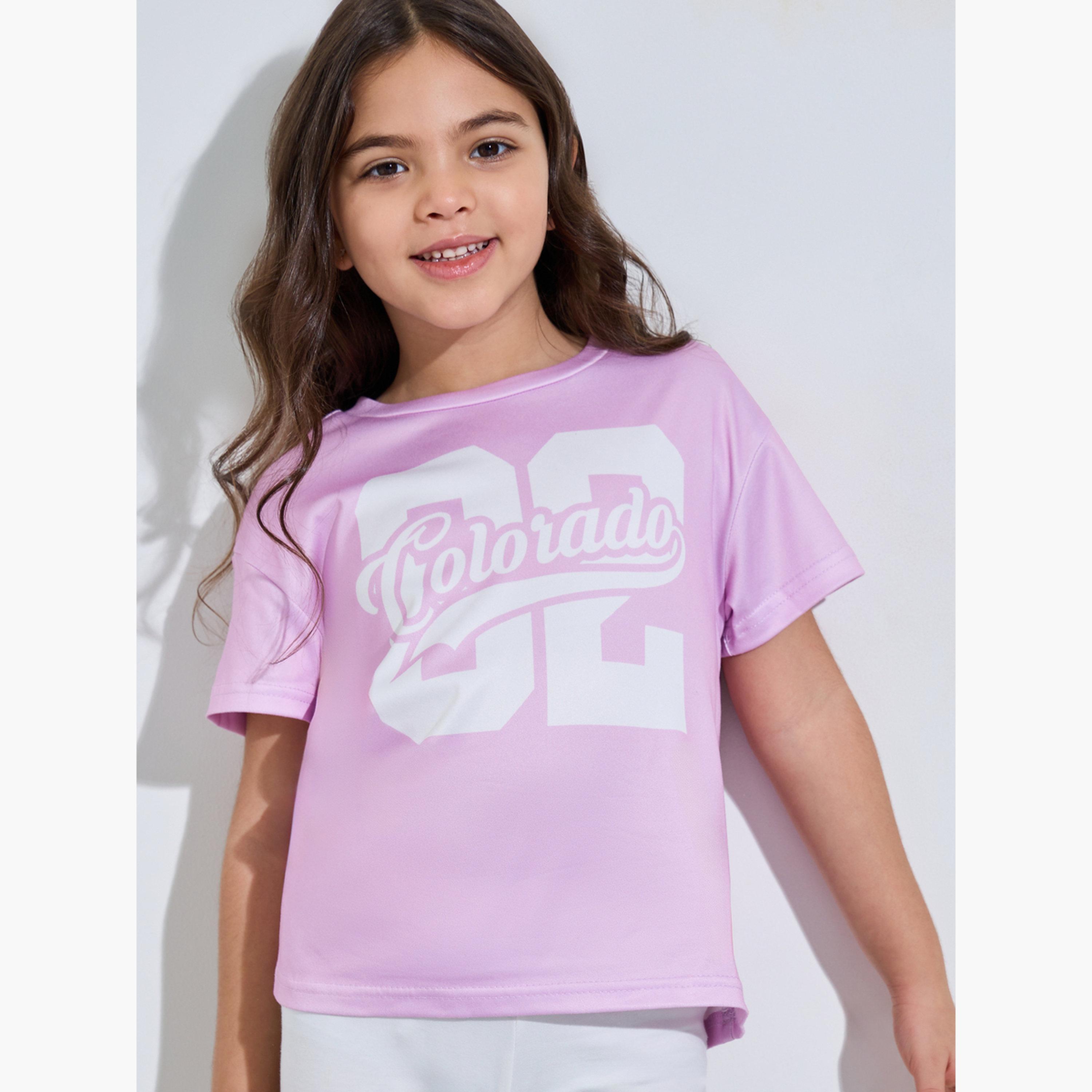 Styli Girls Oversized Pink Colorado Print T-Shirt-girls-clothing-tshirts-image-4