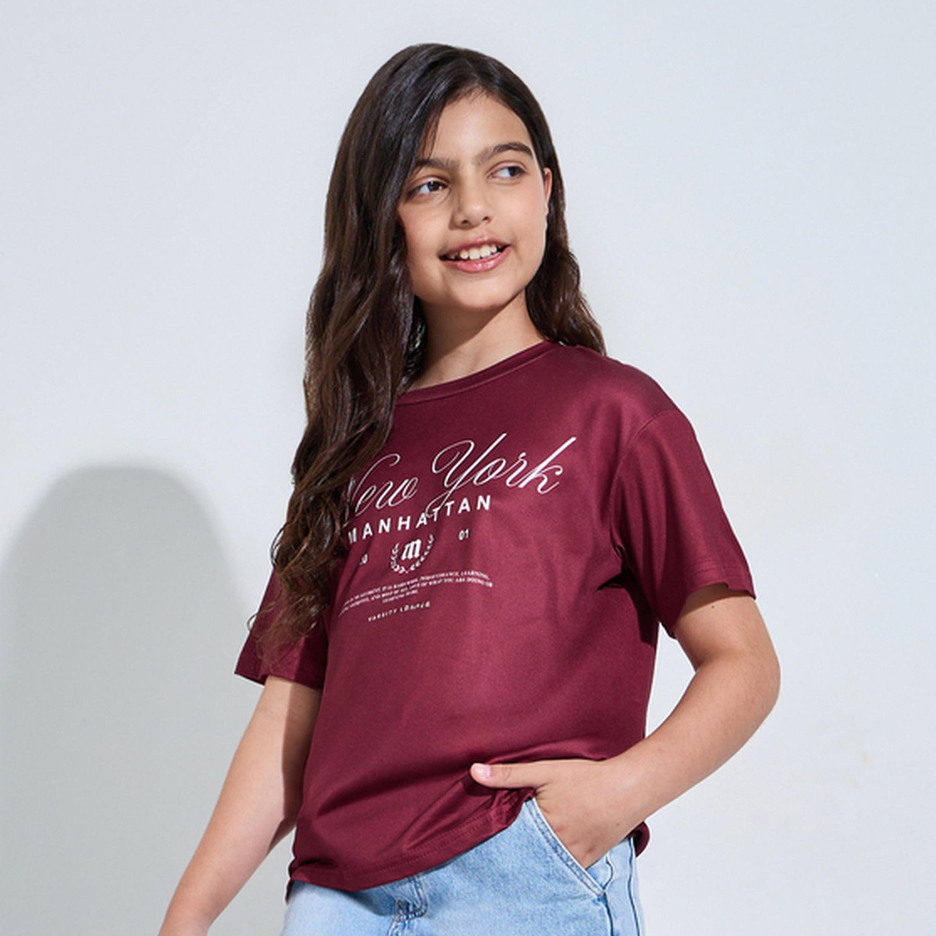 تيشيرت واسع بطبعة كلورادو وأكمام قصيرة-girls-clothing-tshirts-image-1