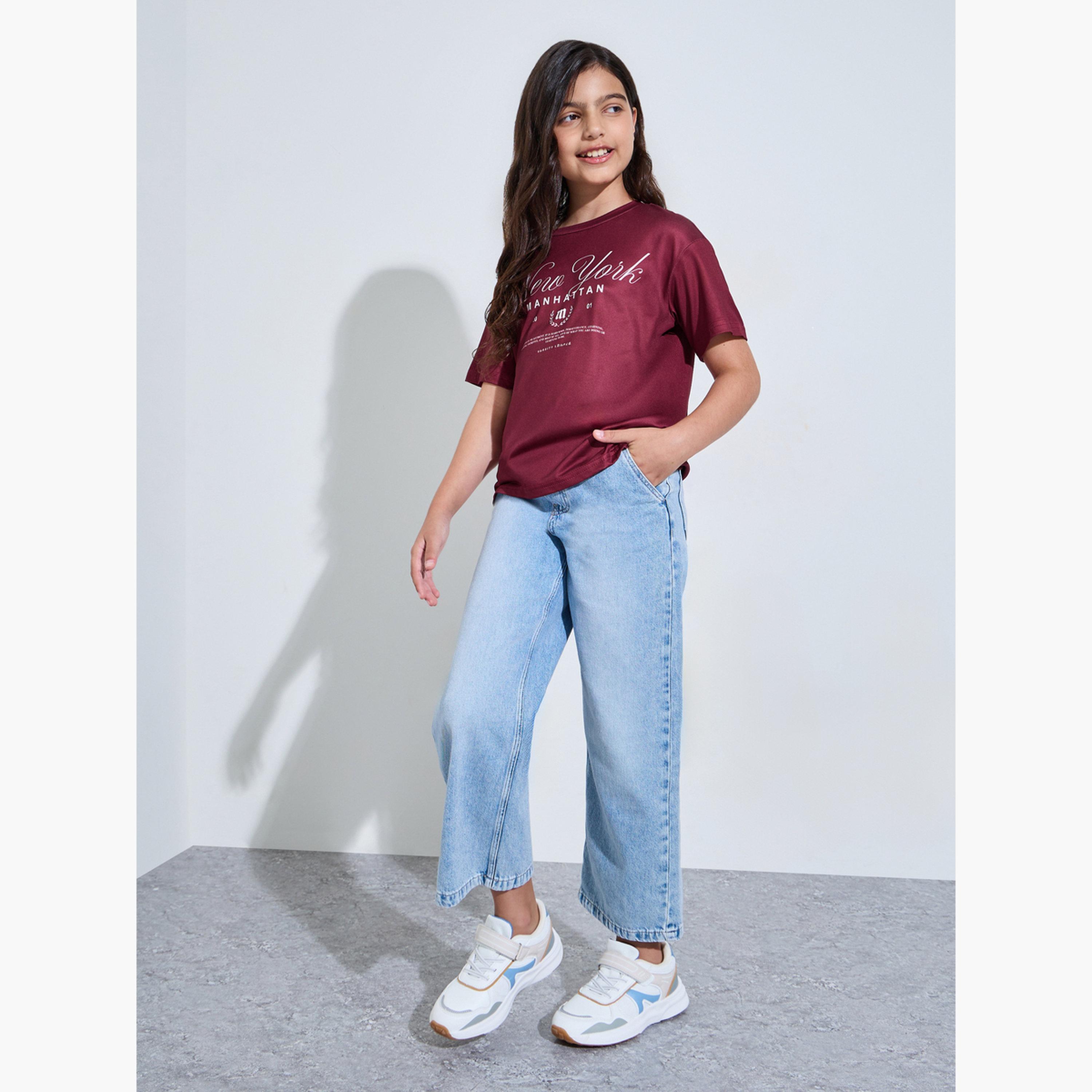 تيشيرت واسع بطبعة كلورادو وأكمام قصيرة-girls-clothing-tshirts-image-2