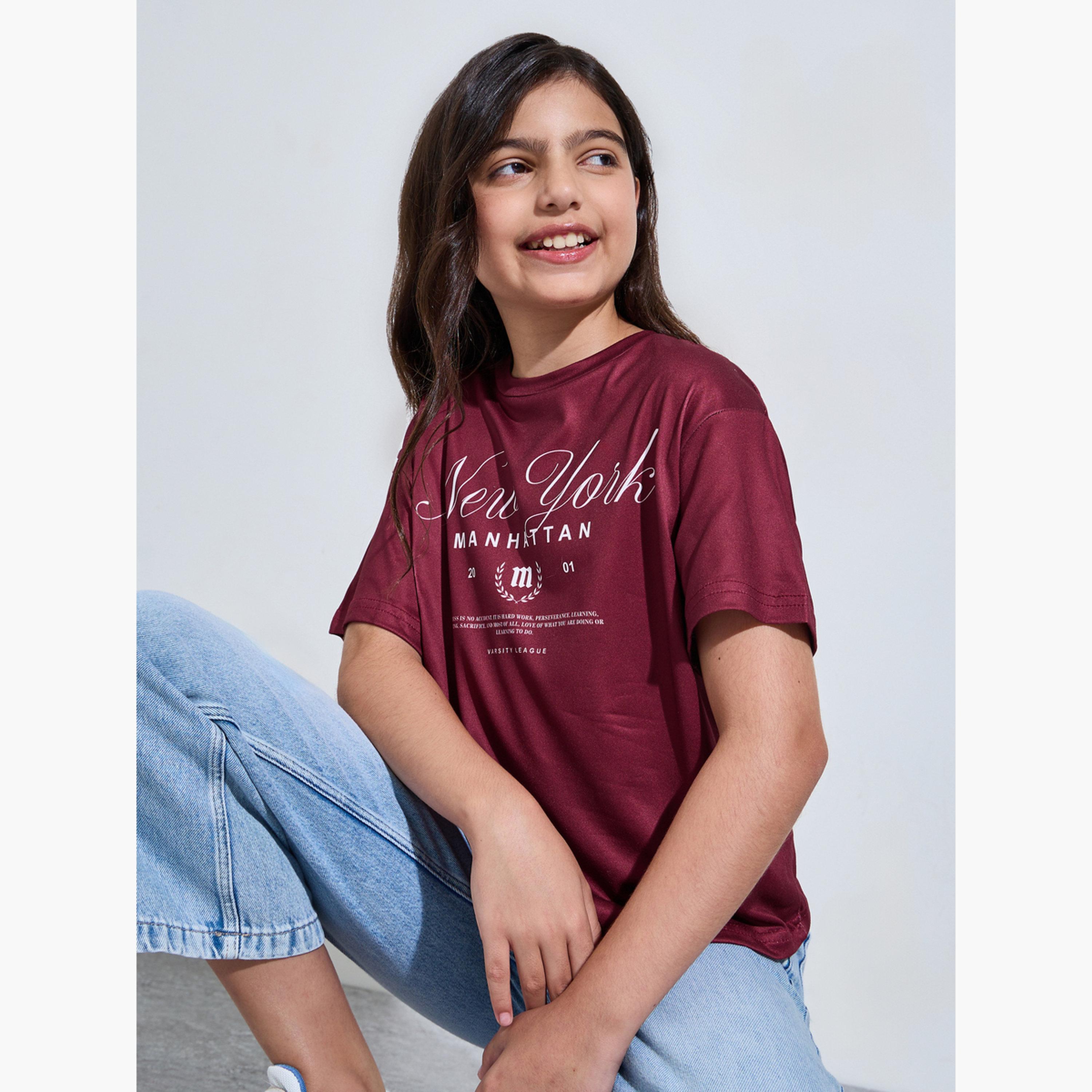 تيشيرت واسع بطبعة كلورادو وأكمام قصيرة-girls-clothing-tshirts-image-3