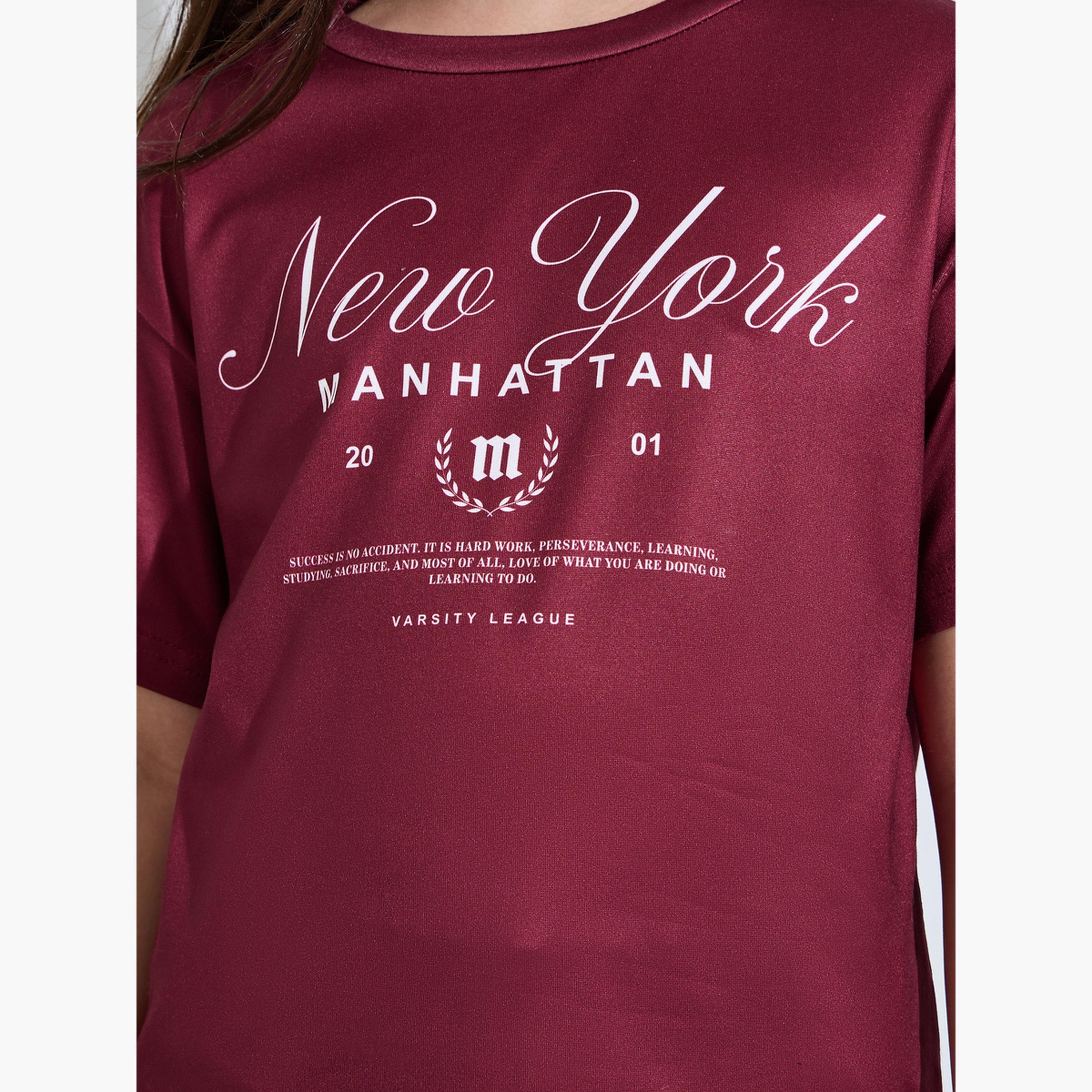 تيشيرت واسع بطبعة كلورادو وأكمام قصيرة-girls-clothing-tshirts-image-5