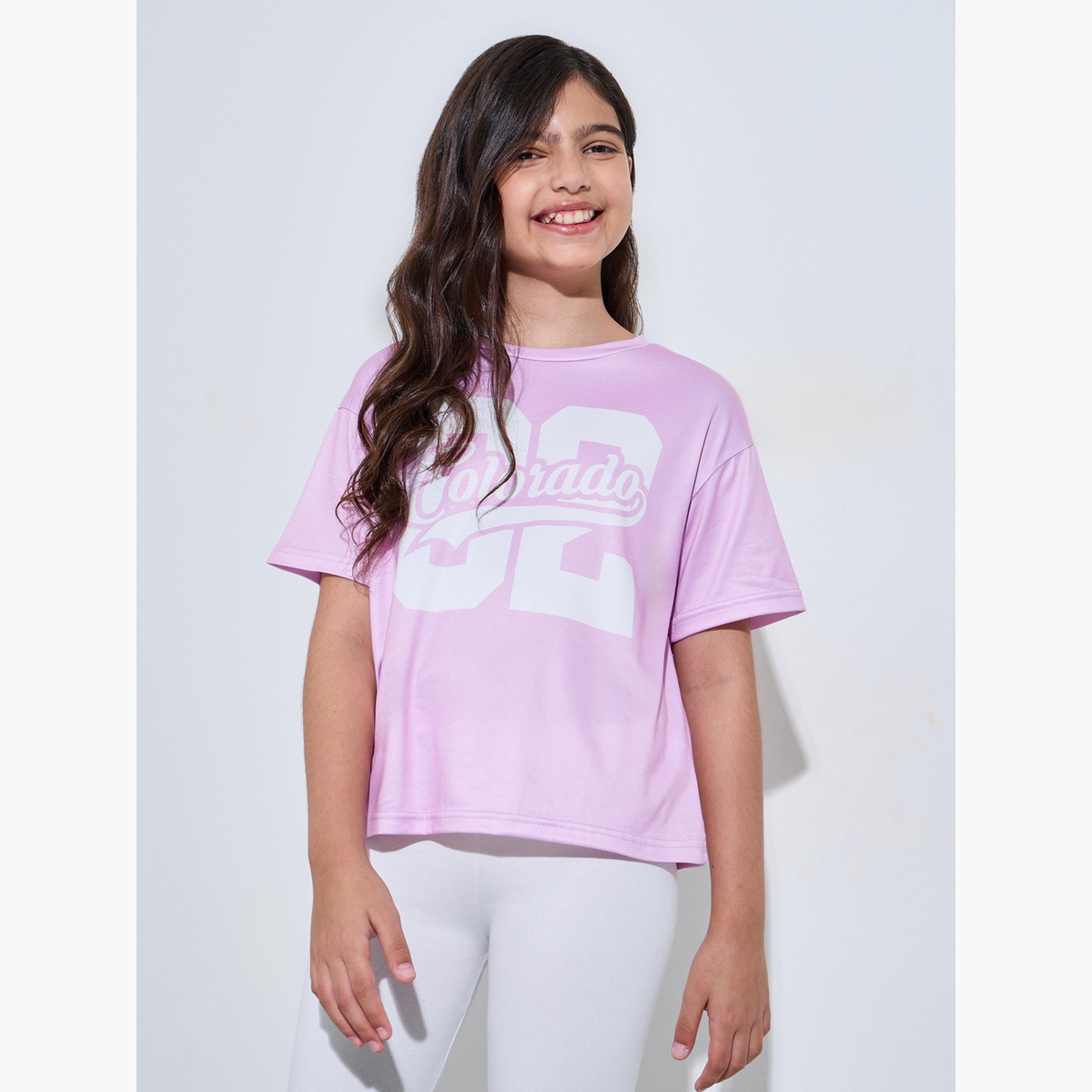 Styli Teen Girls Oversized Pink Colorado Print T-Shirt-girls-clothing-tshirts-image-1