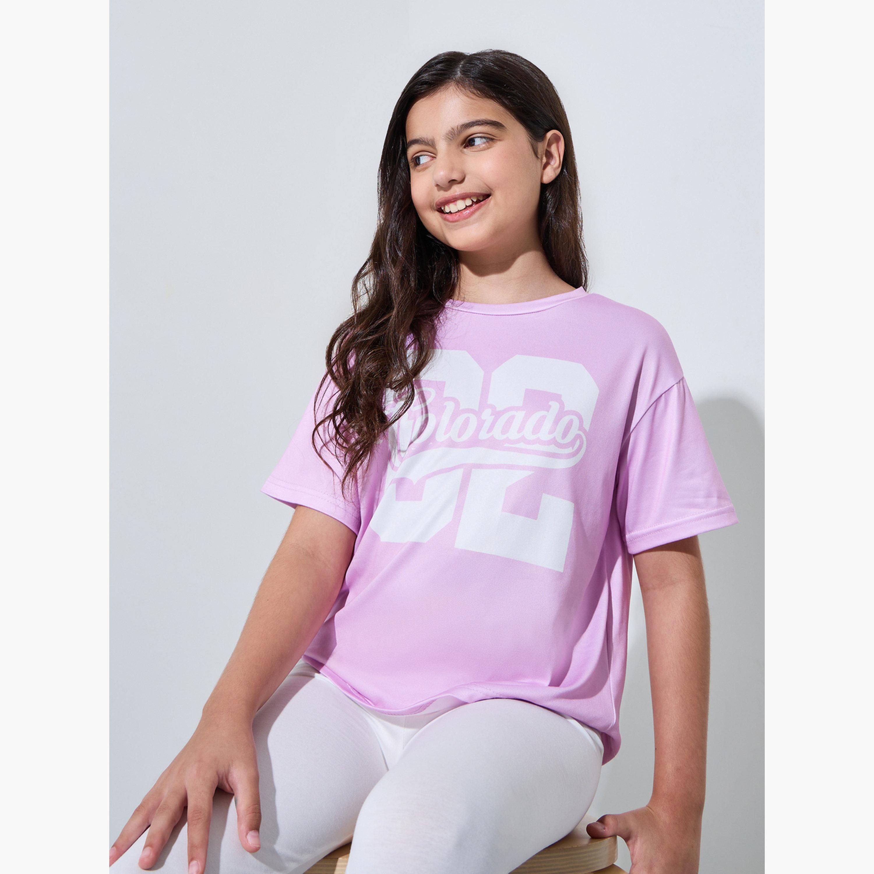 Styli Teen Girls Oversized Pink Colorado Print T-Shirt-girls-clothing-tshirts-image-4