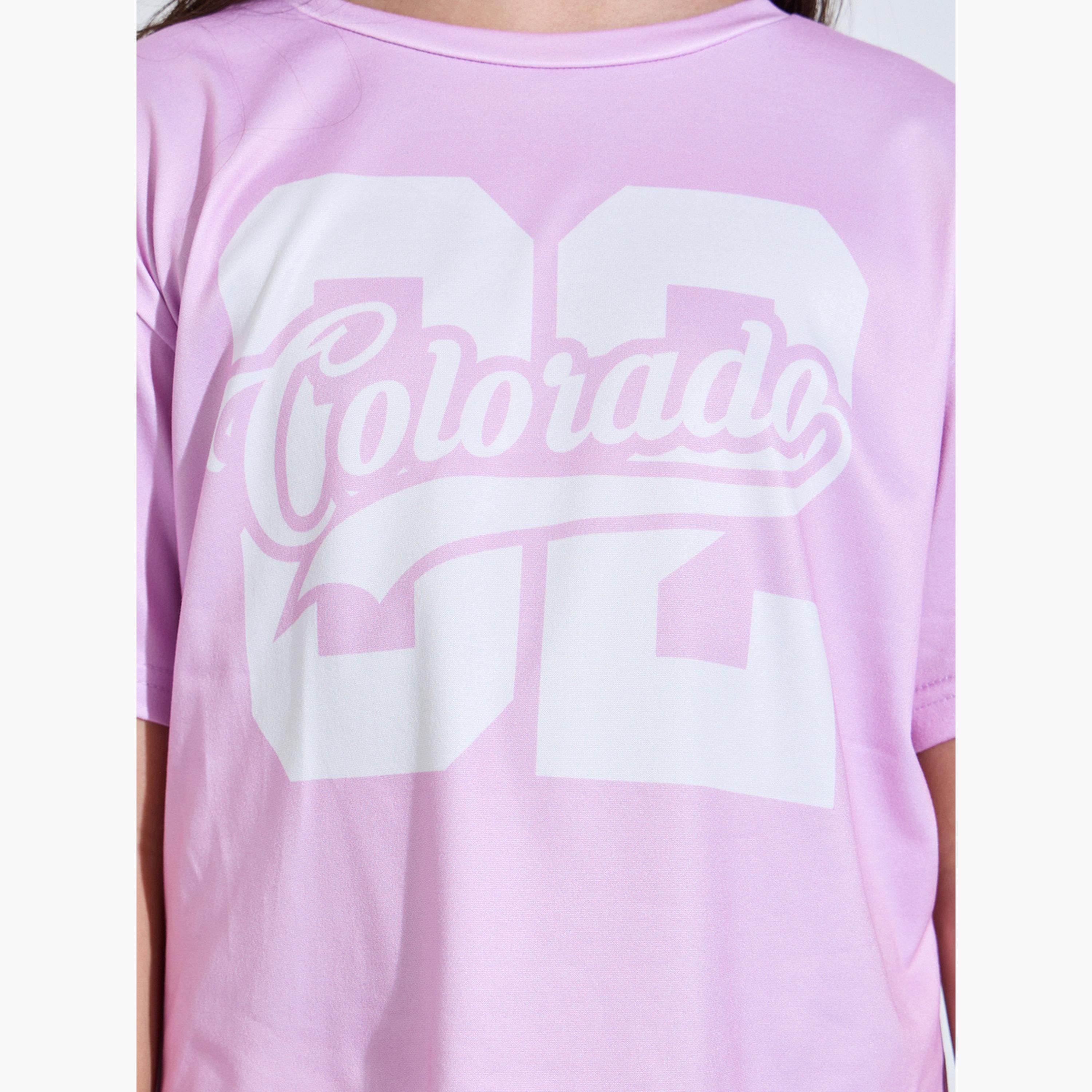 Styli Teen Girls Oversized Pink Colorado Print T-Shirt-girls-clothing-tshirts-image-5