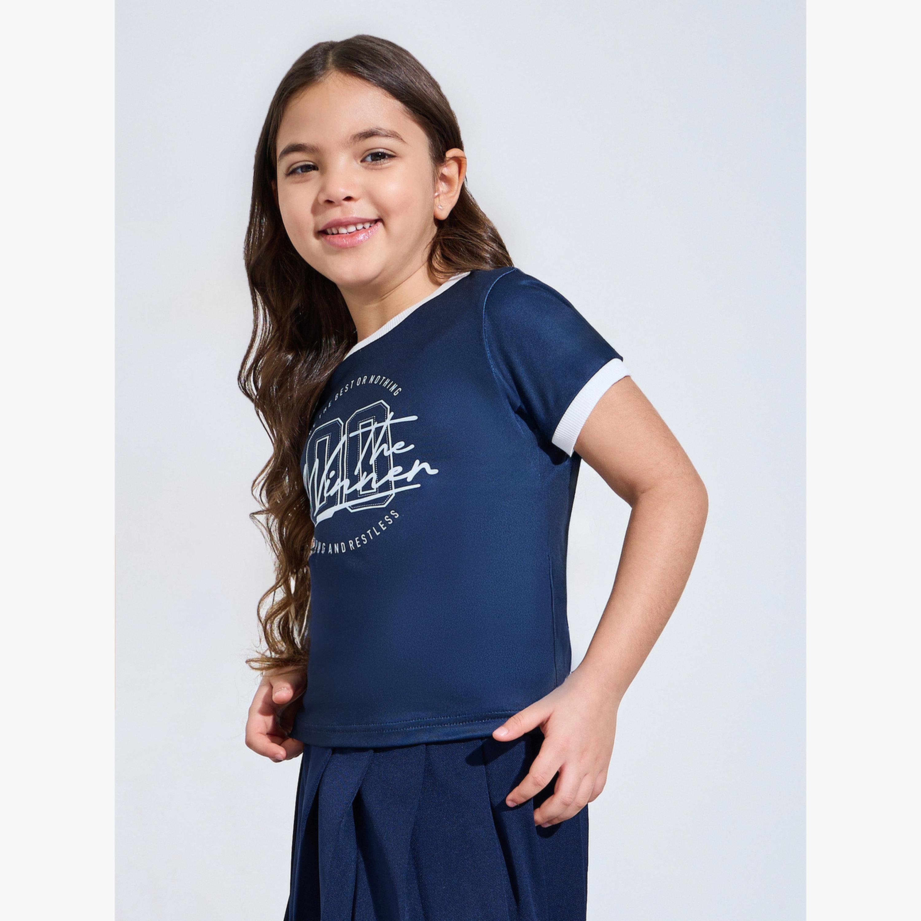 تيشيرت رينجر بقصة عادية للبنات-girls-clothing-tshirts-image-1